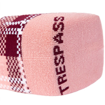 Dark Cherry - Side - Trespass Unisex Adult Fergus Checked Socks