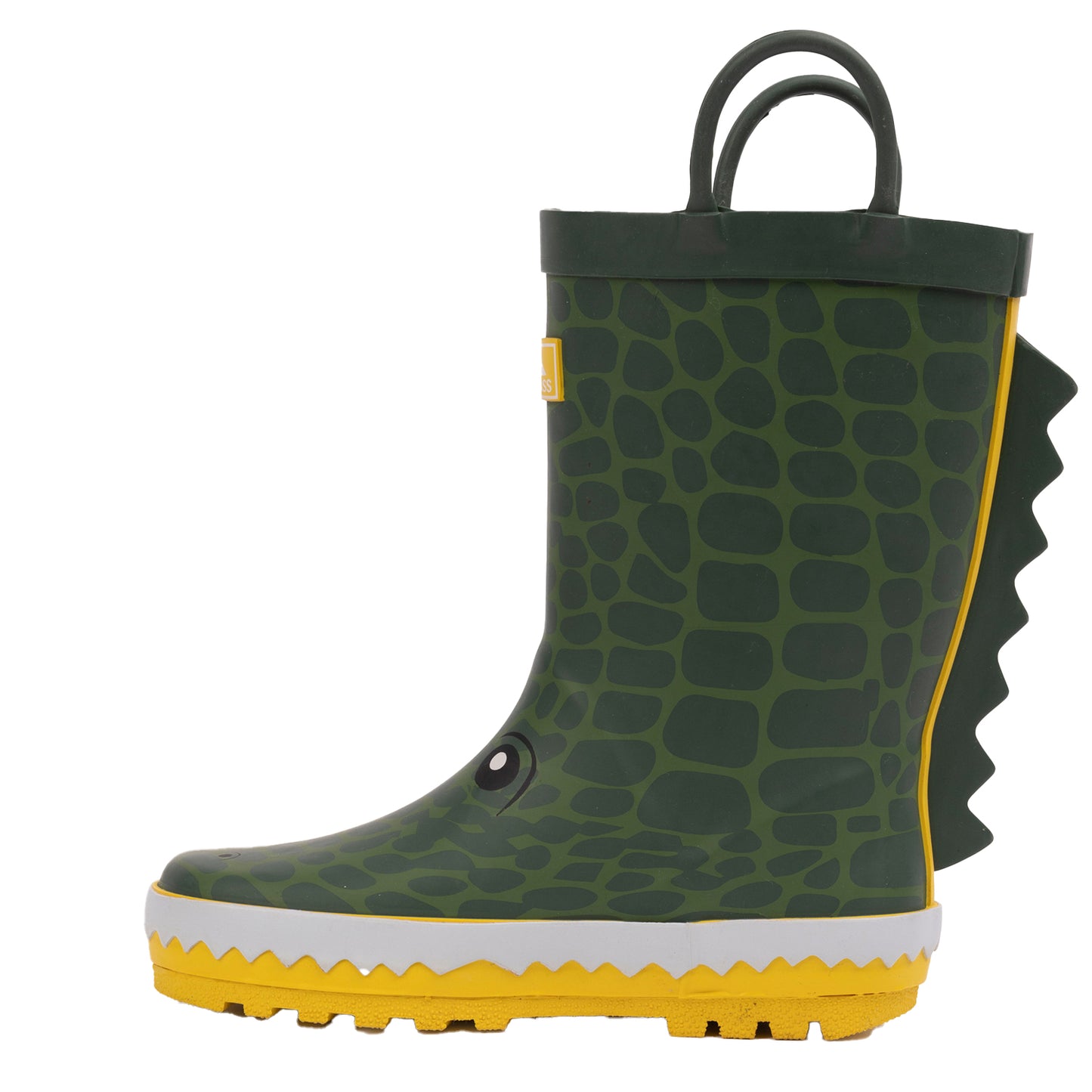 Green-Yellow - Side - Trespass Childrens-Kids Crocodile Wellington Boots