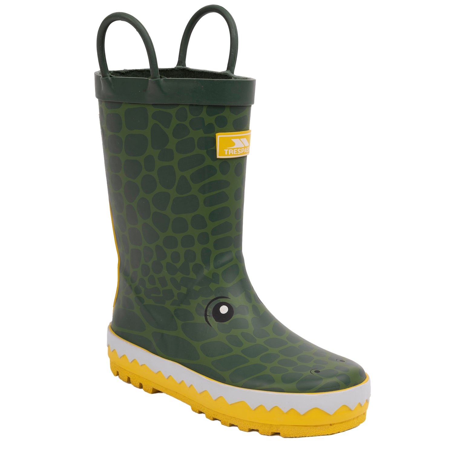 Green-Yellow - Front - Trespass Childrens-Kids Crocodile Wellington Boots