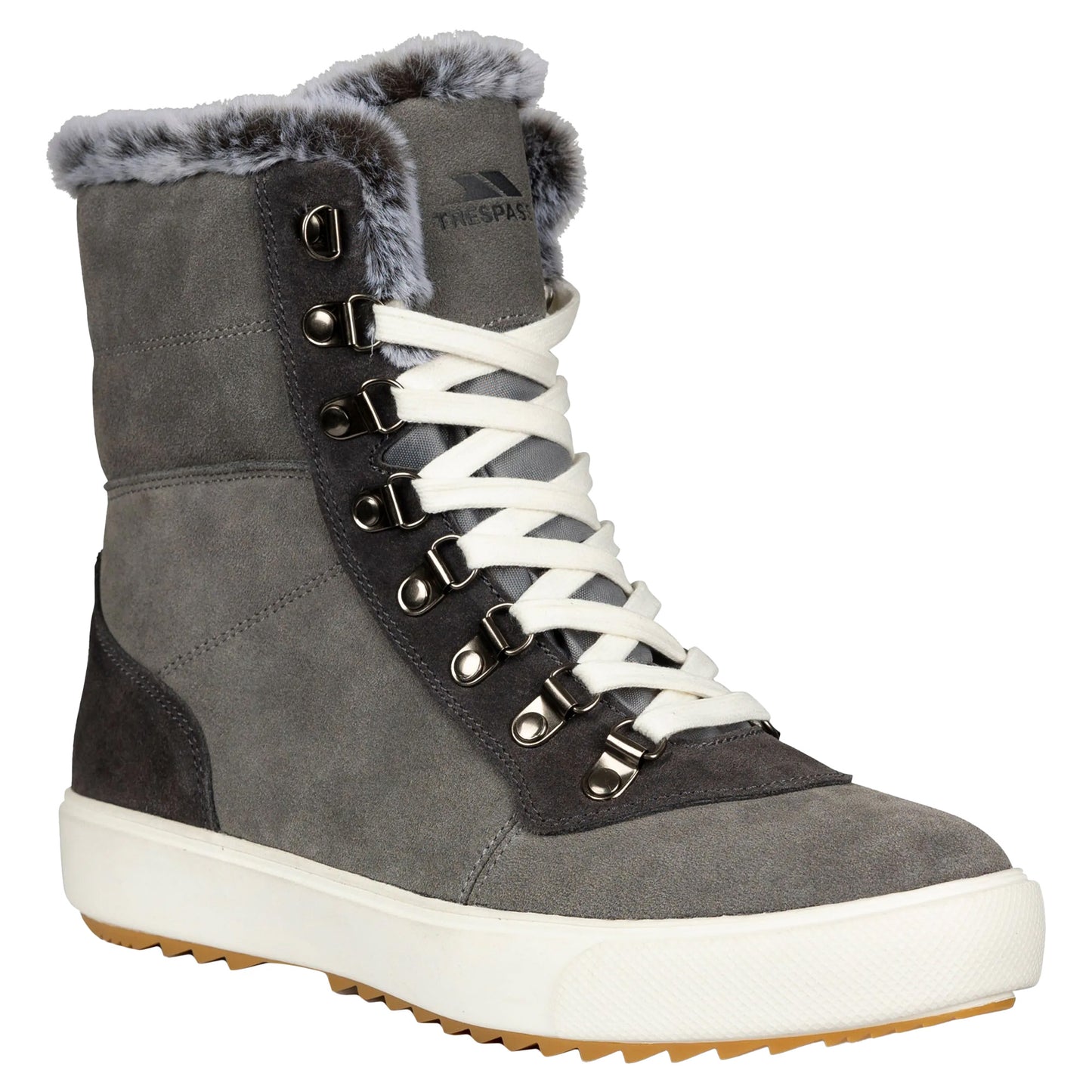 Grey - Front - Trespass Womens-Ladies Korinna Suede Lace Up Snow Boots