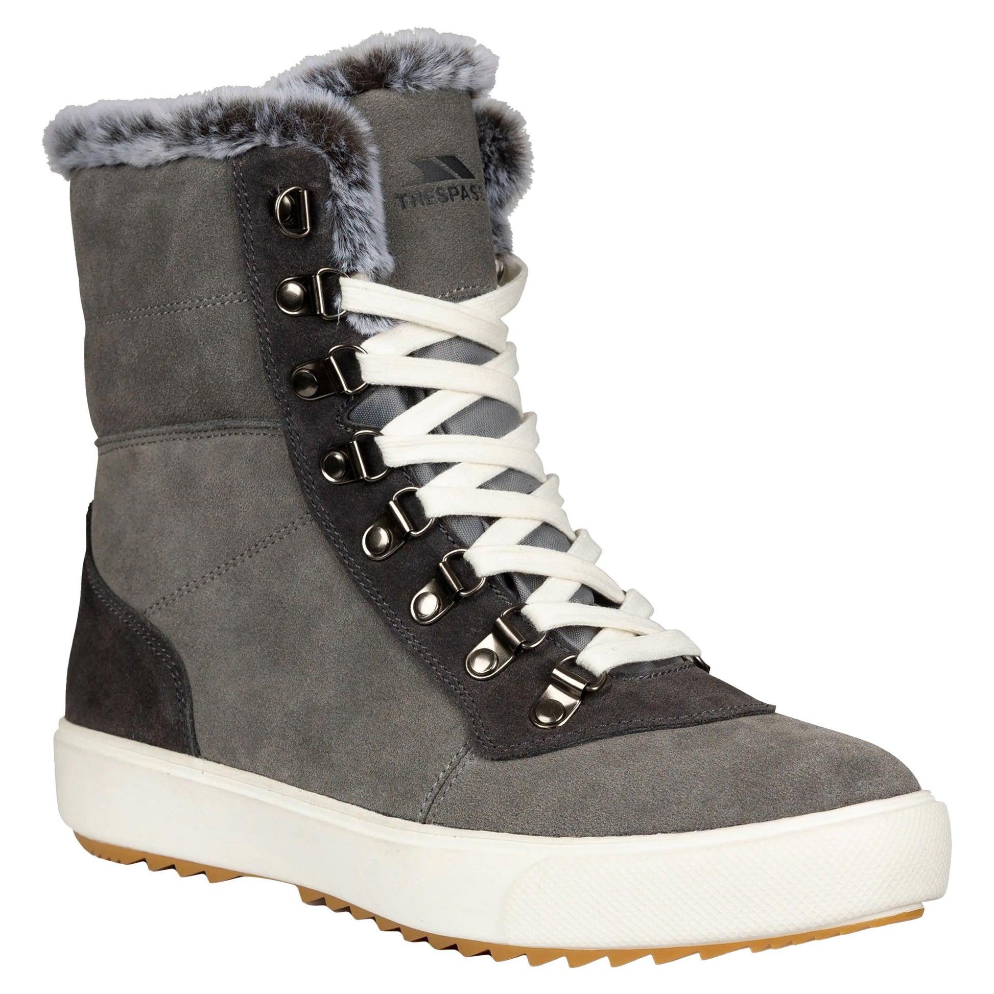 Grey - Front - Trespass Womens-Ladies Korinna Suede Lace Up Snow Boots