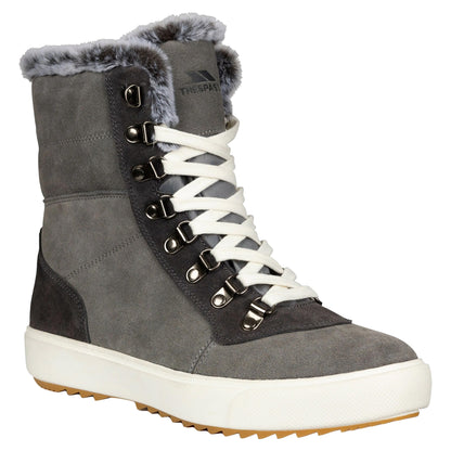Grey - Front - Trespass Womens-Ladies Korinna Suede Lace Up Snow Boots