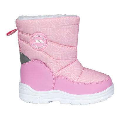 Pink - Side - Trespass Childrens-Kids Snowflake Snow Boots