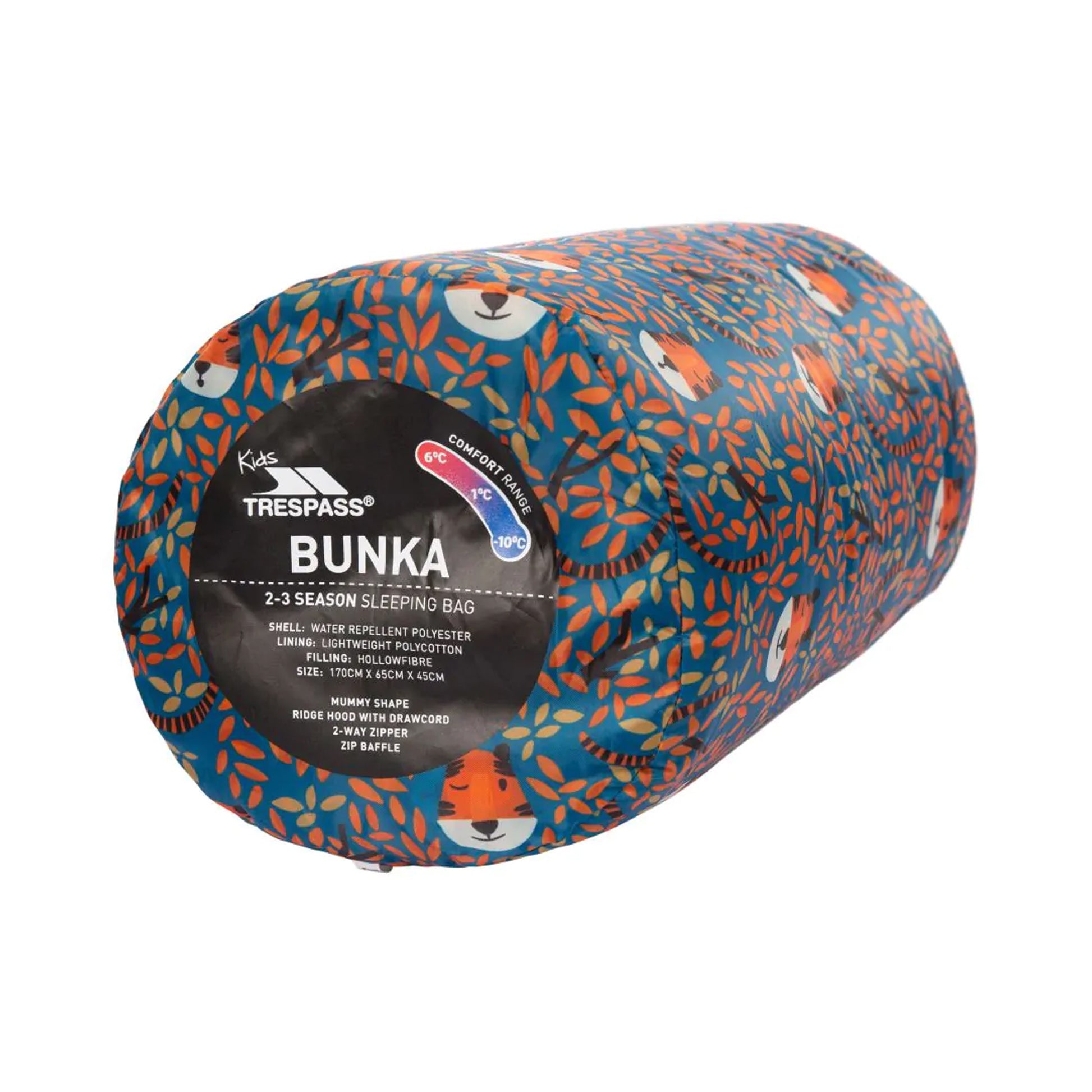 Teal - Pack Shot - Trespass Childrens-Kids Bunka Lightweight Mummy Sleeping Bag
