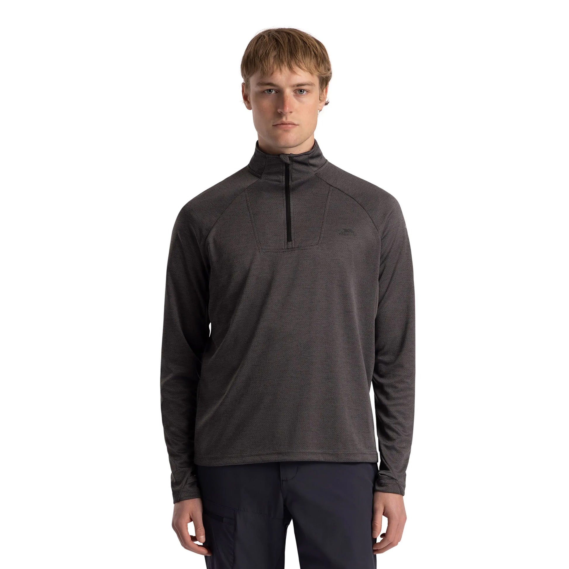Black Marl - Side - Trespass Mens Valin Long-Sleeved Top