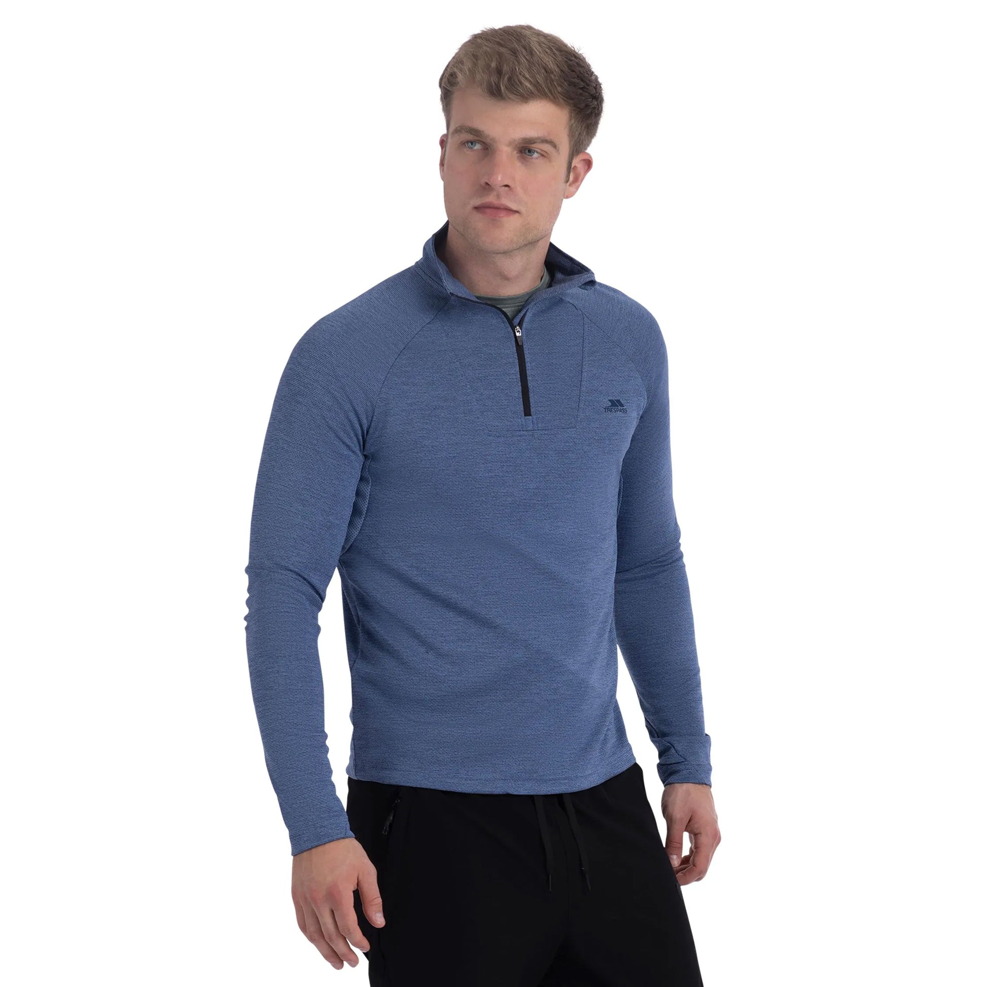 Blue Tone Marl - Side - Trespass Mens Valin Long-Sleeved Top