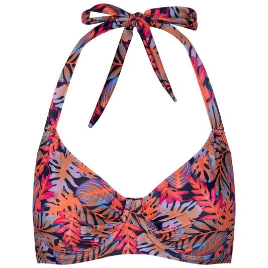 Multicoloured - Front - Trespass Womens-Ladies Norie Tropical Leaves Bikini Top