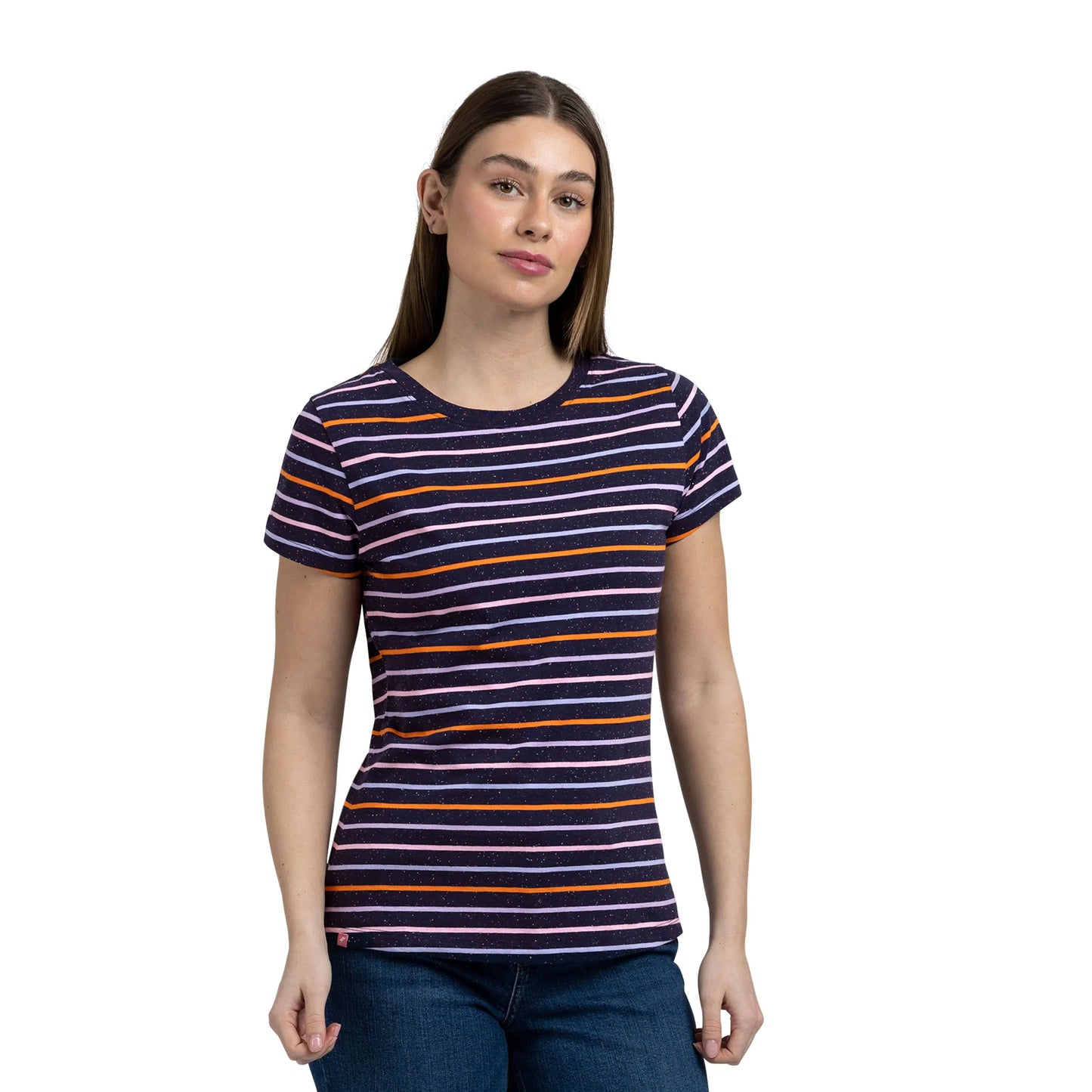 Navy-Multicoloured - Side - Trespass Womens-Ladies Michaela Striped T-Shirt