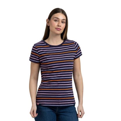 Navy-Multicoloured - Side - Trespass Womens-Ladies Michaela Striped T-Shirt