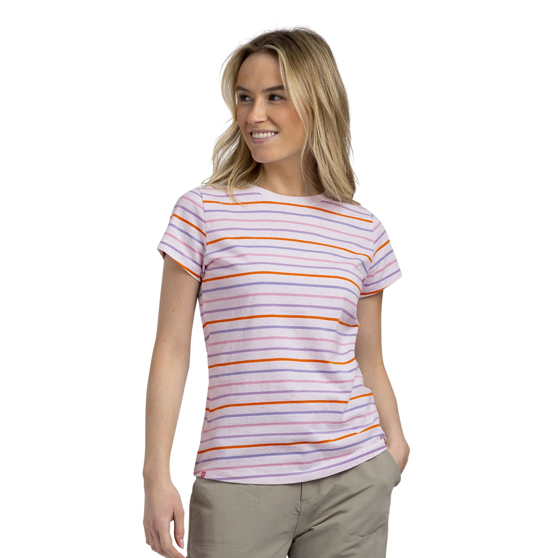 White-Multicoloured - Side - Trespass Womens-Ladies Michaela Striped T-Shirt
