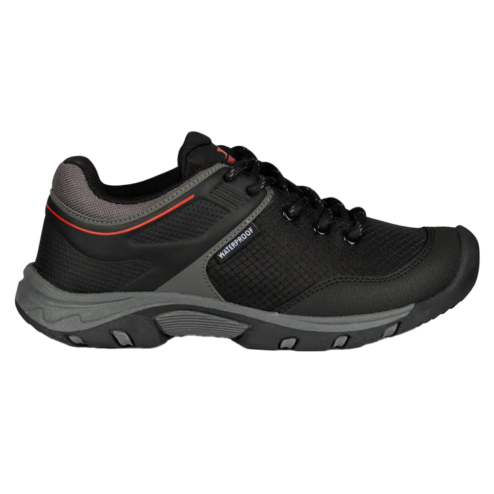Black-Red - Side - Trespass Childrens-Kids Bevin Waterproof Trainers