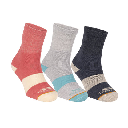 Indigo Tone-Heather Grey-Pink Haze - Front - Trespass Womens-Ladies Wendall Socks (Pack of 5)