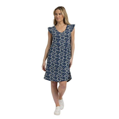 Navy - Side - Trespass Womens-Ladies Gertha Daisy Jersey Dress
