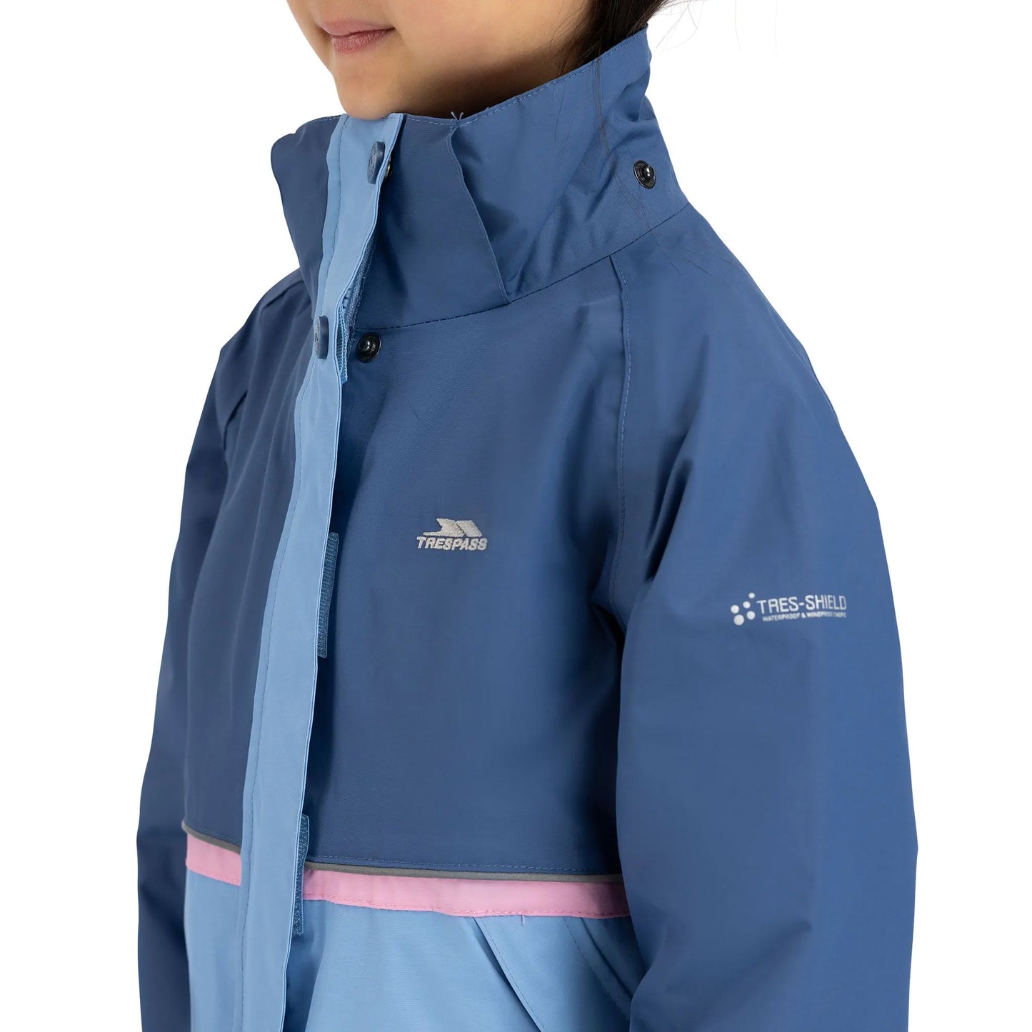 Blue Tone - Pack Shot - Trespass Girls Allora TP50 Waterproof Jacket