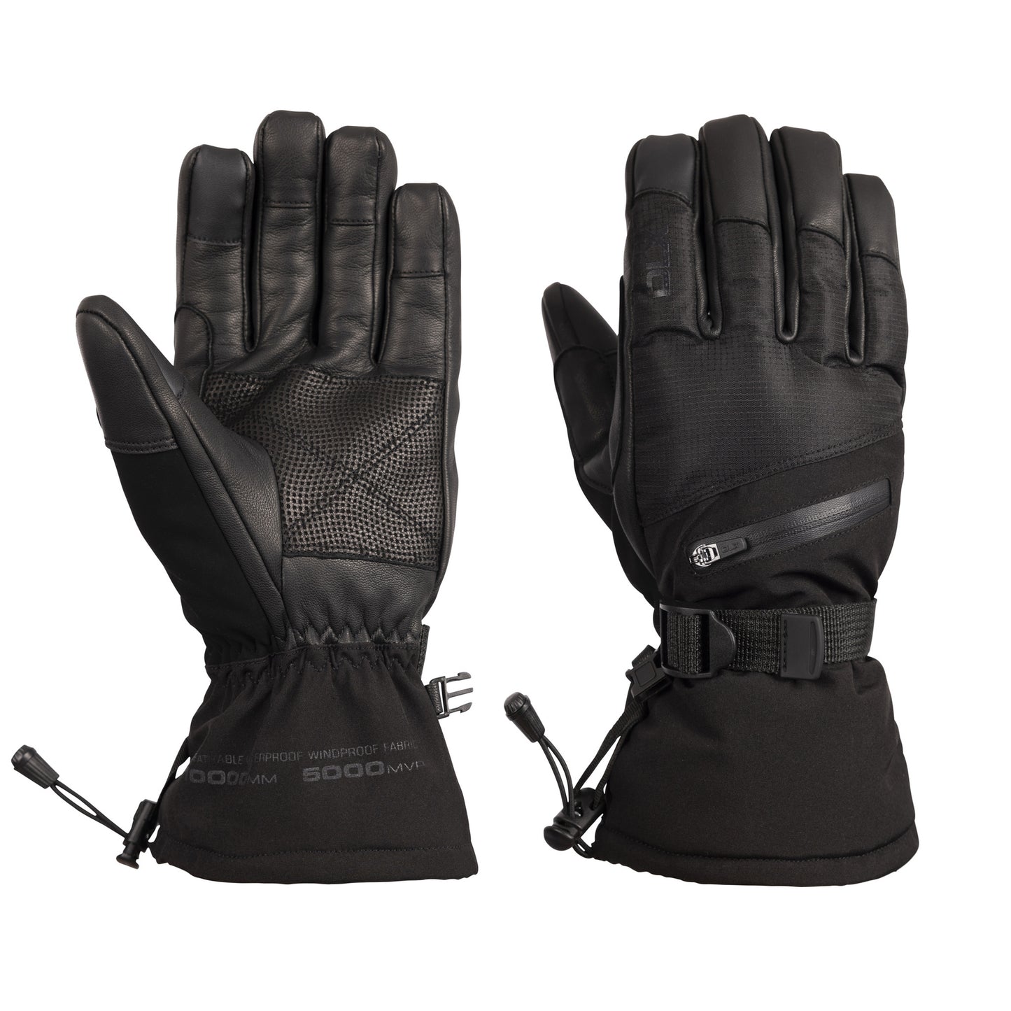 Black - Front - Trespass Unisex Adult Edonia DLX Leather Ski Gloves