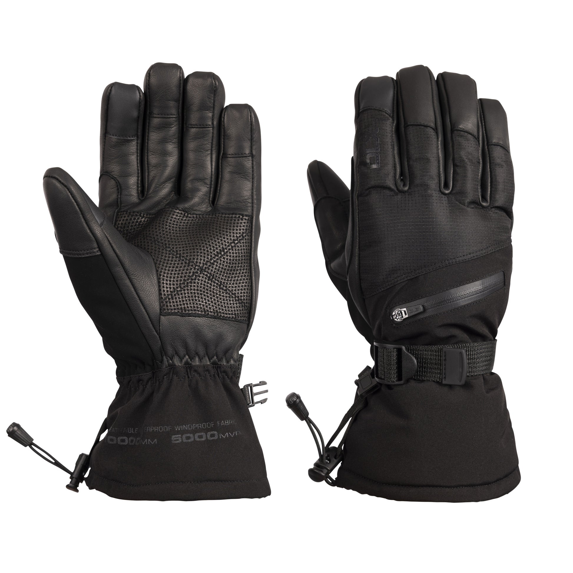 Black - Front - Trespass Unisex Adult Edonia DLX Leather Ski Gloves