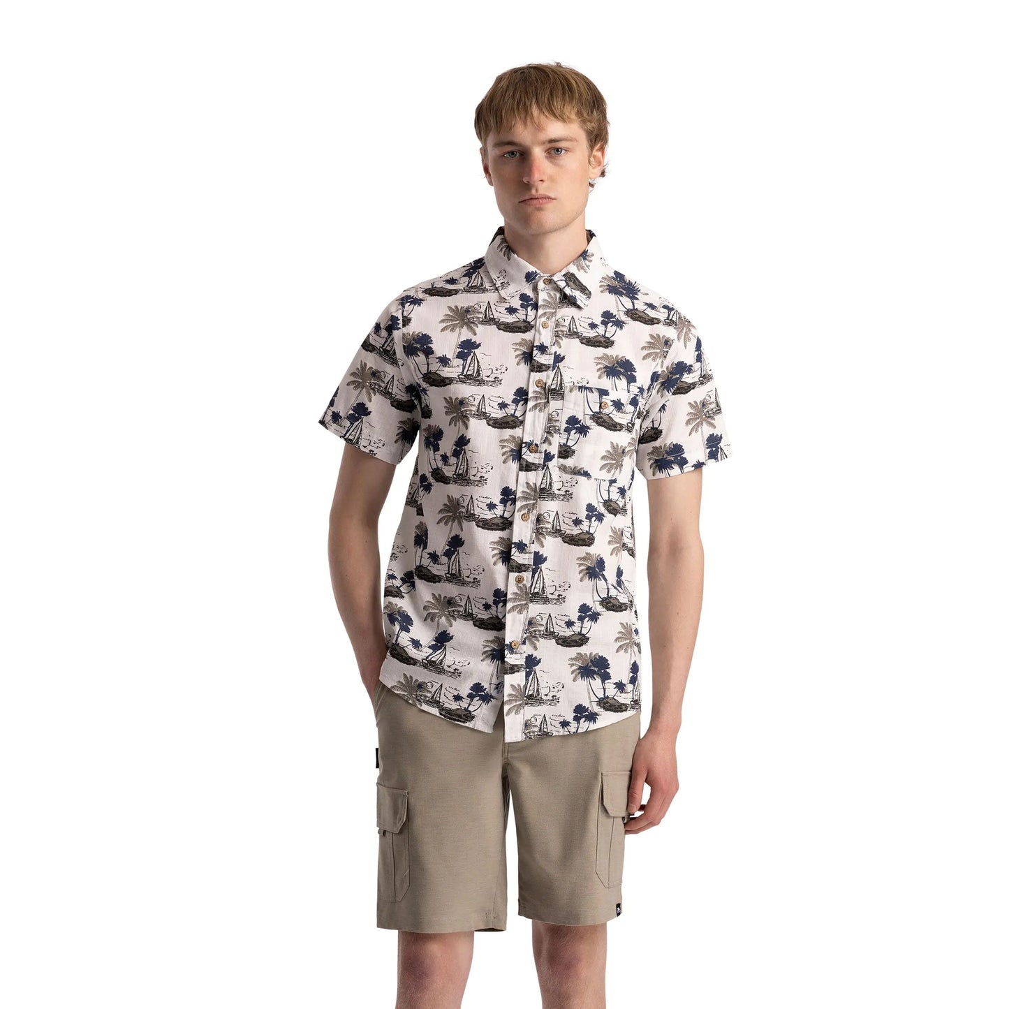 Off White - Side - Trespass Mens Frantom Woven Casual Shirt