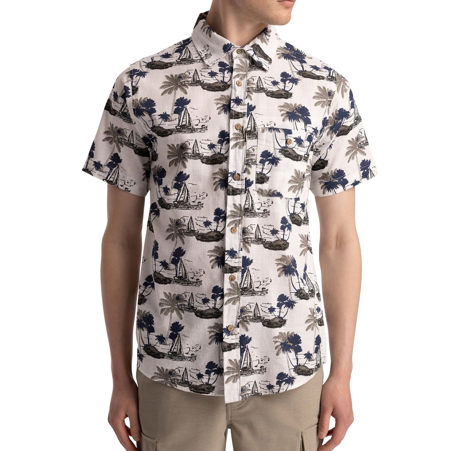 Off White - Pack Shot - Trespass Mens Frantom Woven Casual Shirt