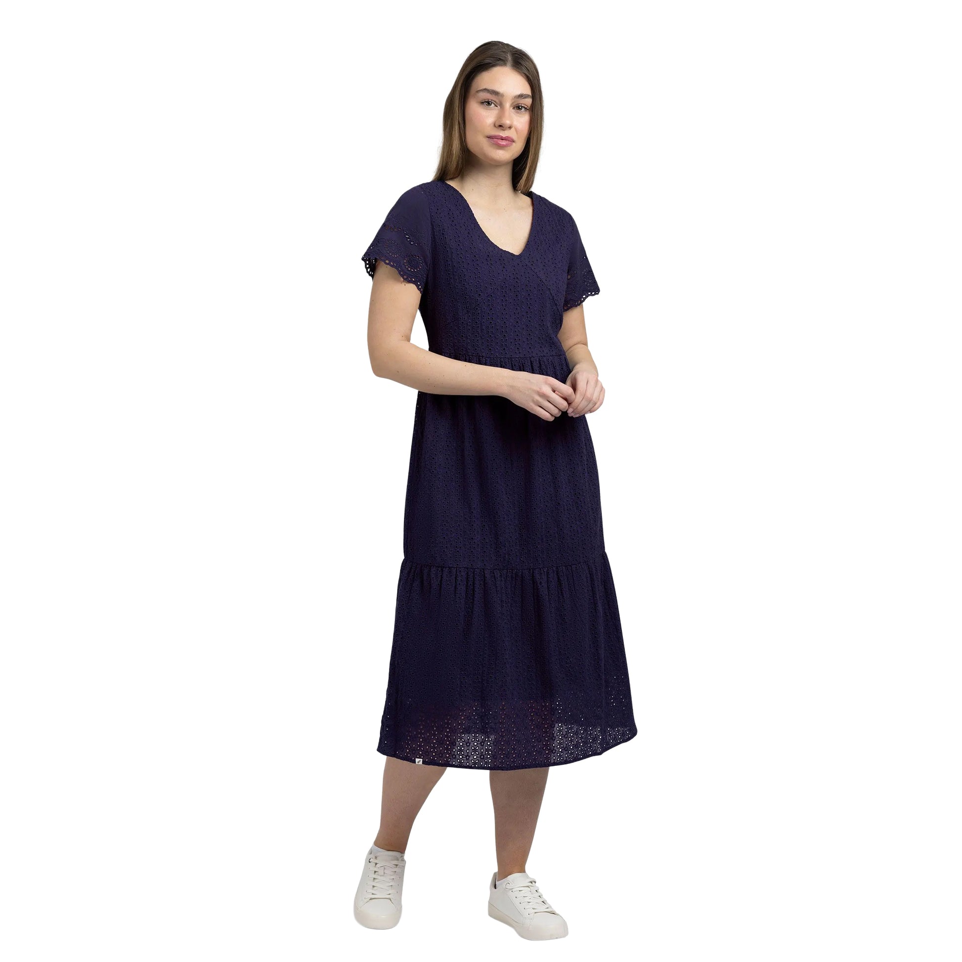 Navy - Side - Trespass Womens-Ladies Eileen Casual Midi Dress