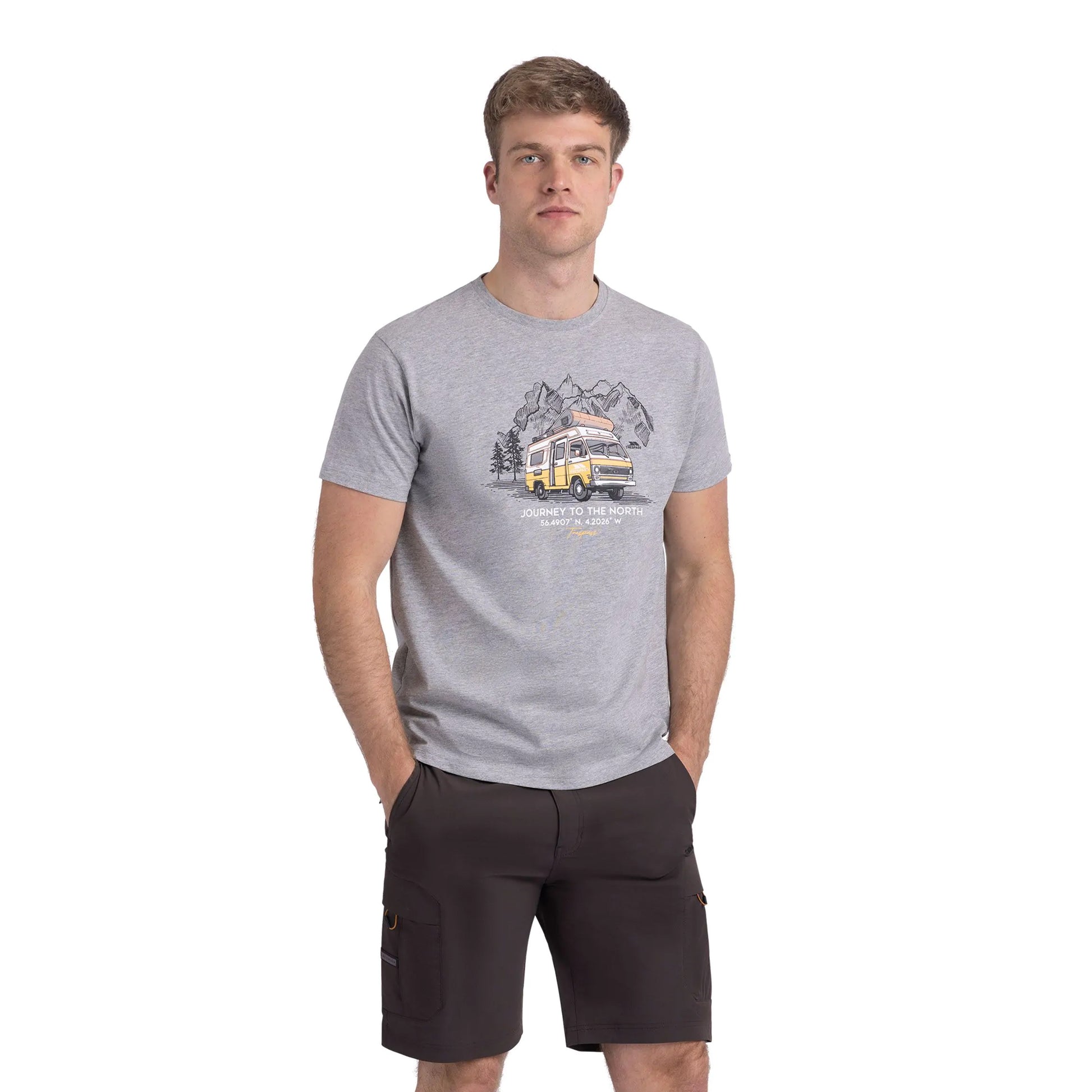 Grey Marl - Side - Trespass Mens Tokso T-Shirt