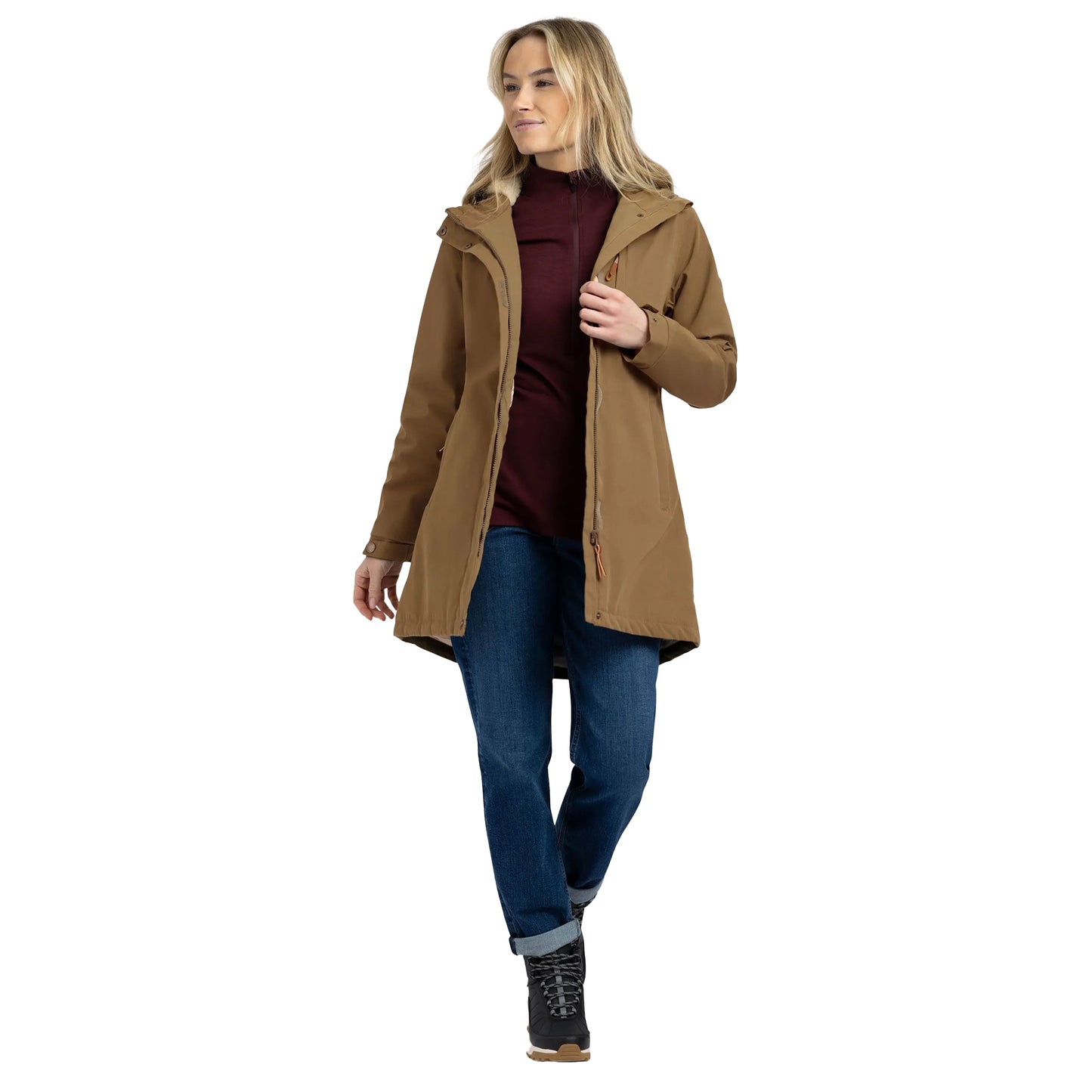 Dark Olive - Side - Trespass Womens-Ladies Risha TP50 Fleece Lined Waterproof Jacket