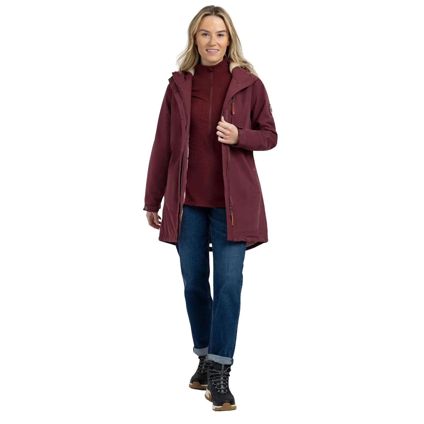 Mulberry - Side - Trespass Womens-Ladies Risha TP50 Fleece Lined Waterproof Jacket