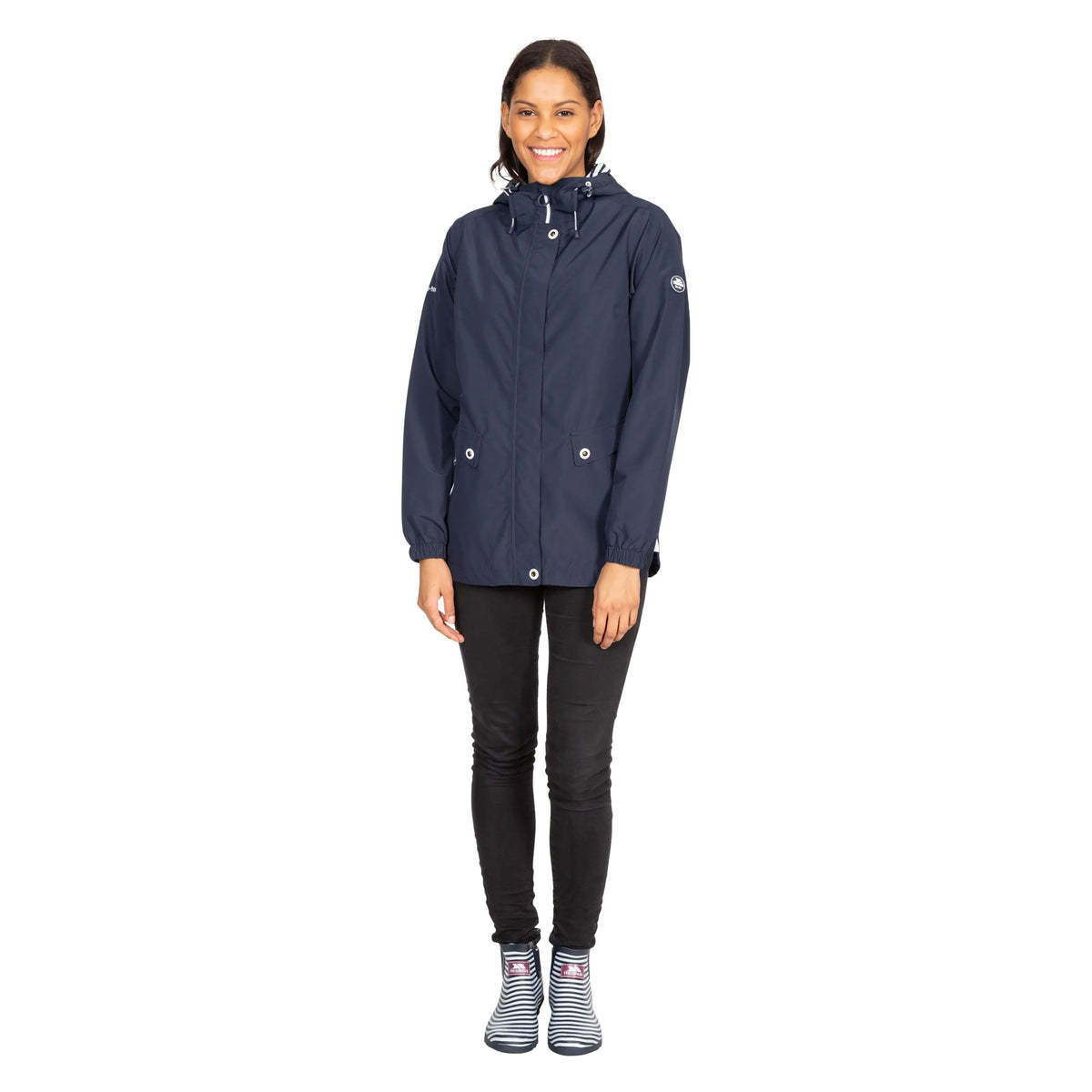 Navy - Side - Trespass Womens-Ladies Flourish Waterproof Jacket