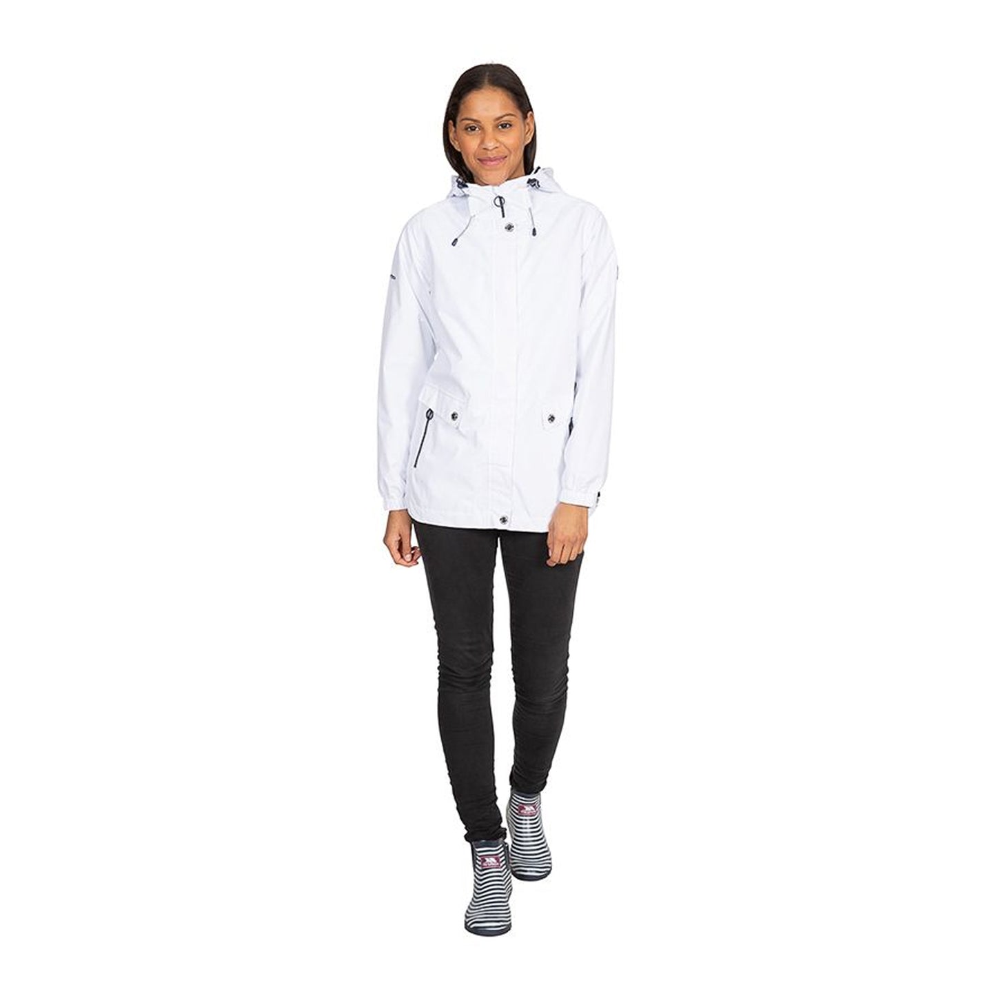 White - Side - Trespass Womens-Ladies Flourish Waterproof Jacket