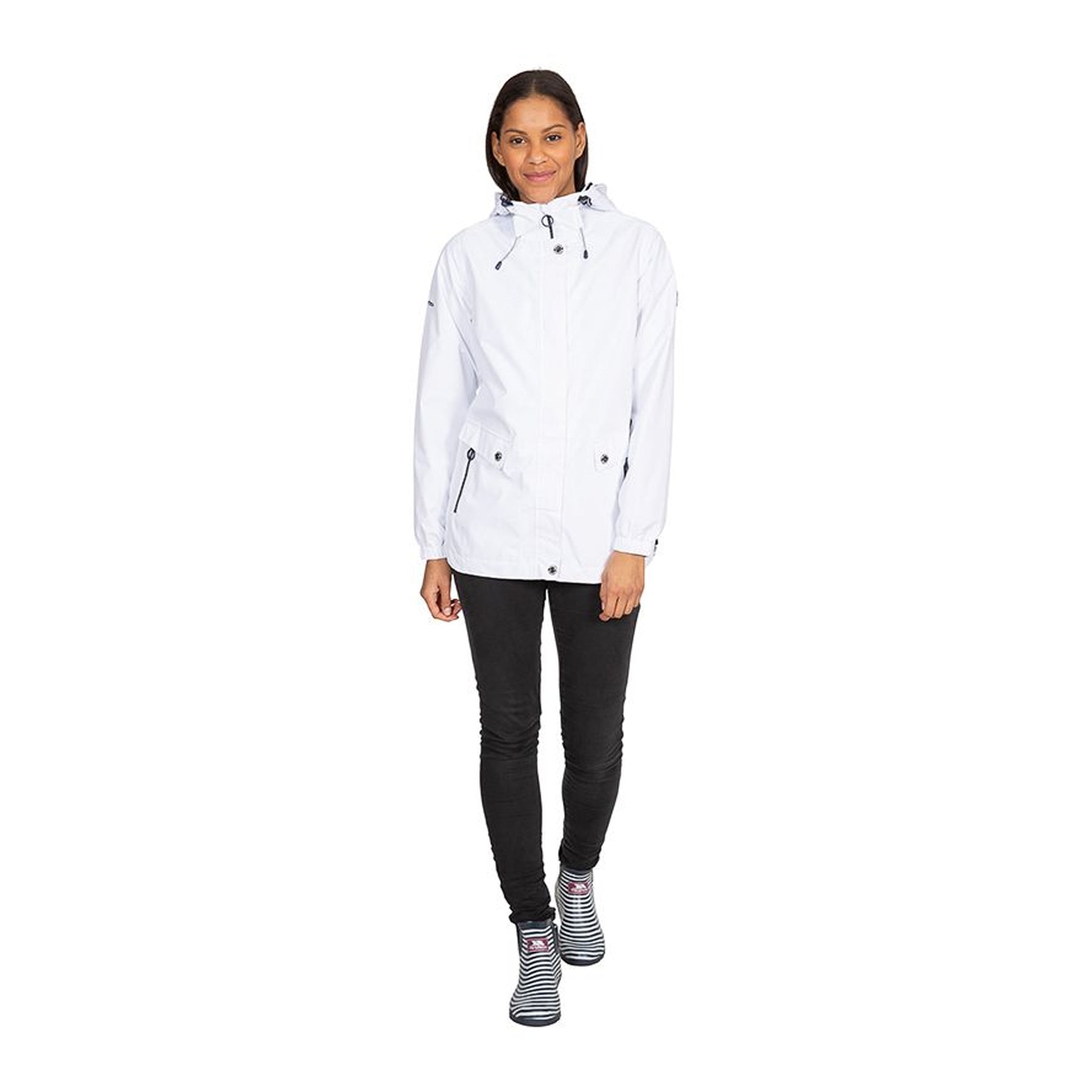 White - Side - Trespass Womens-Ladies Flourish Waterproof Jacket