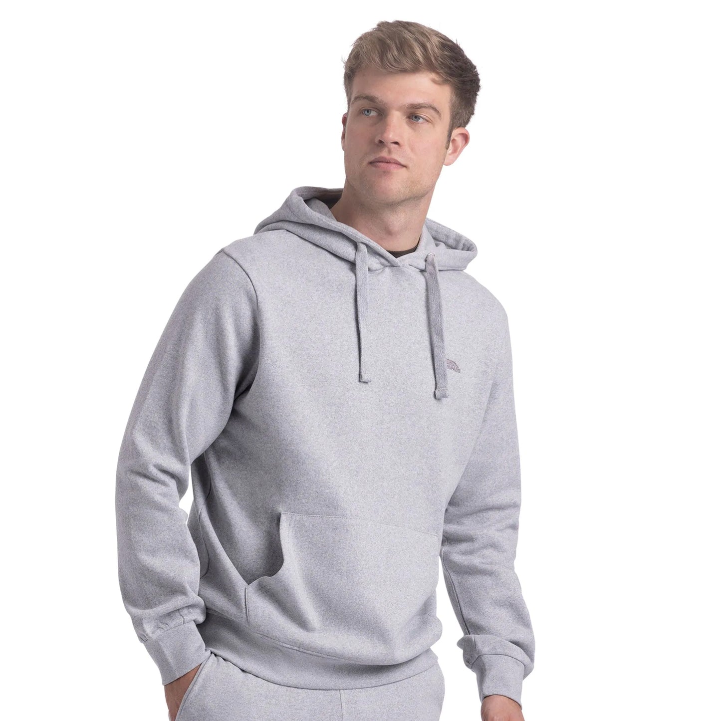 Grey Marl - Side - Trespass Mens Truman Logo Hoodie