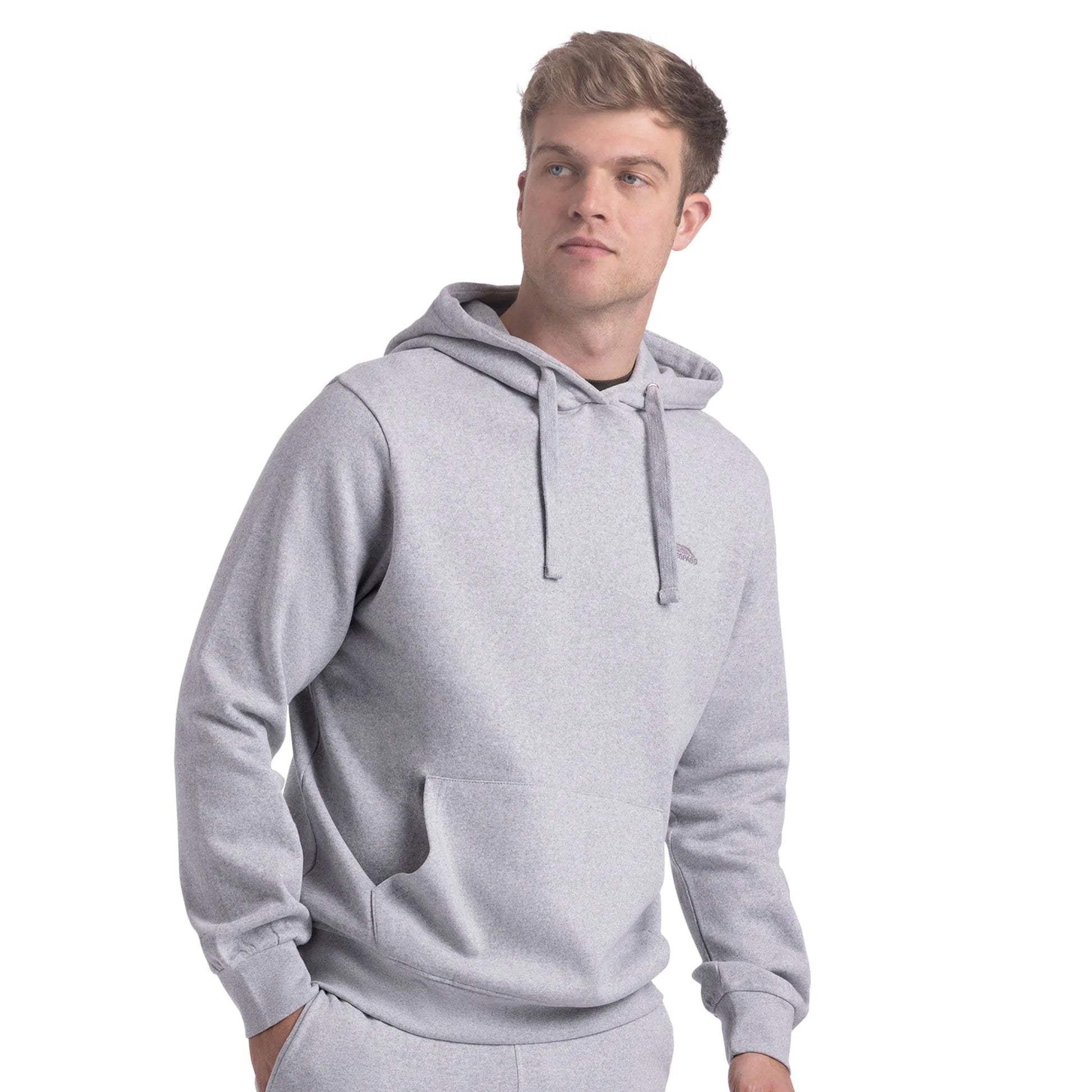 Grey Marl - Side - Trespass Mens Truman Logo Hoodie