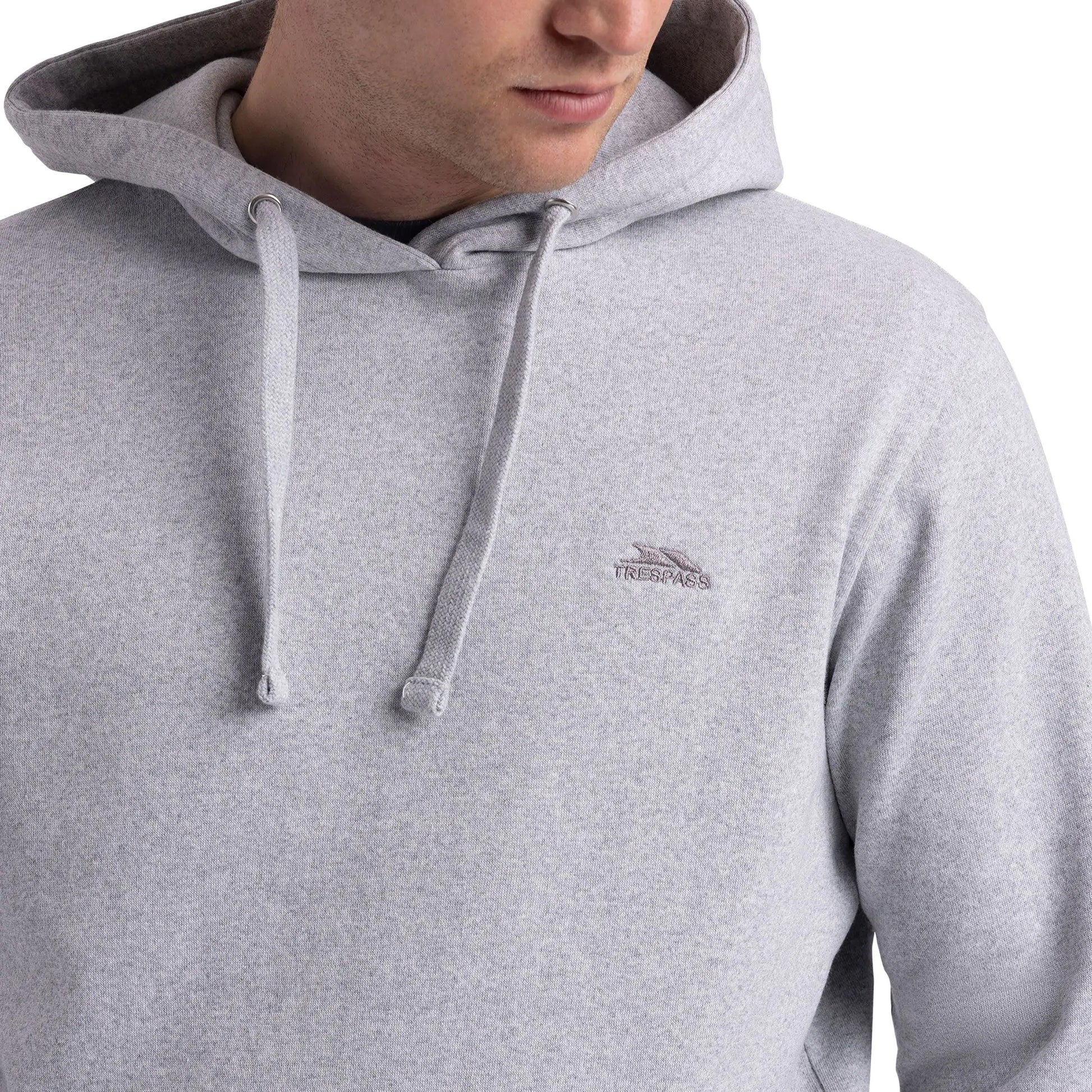 Grey Marl - Pack Shot - Trespass Mens Truman Logo Hoodie