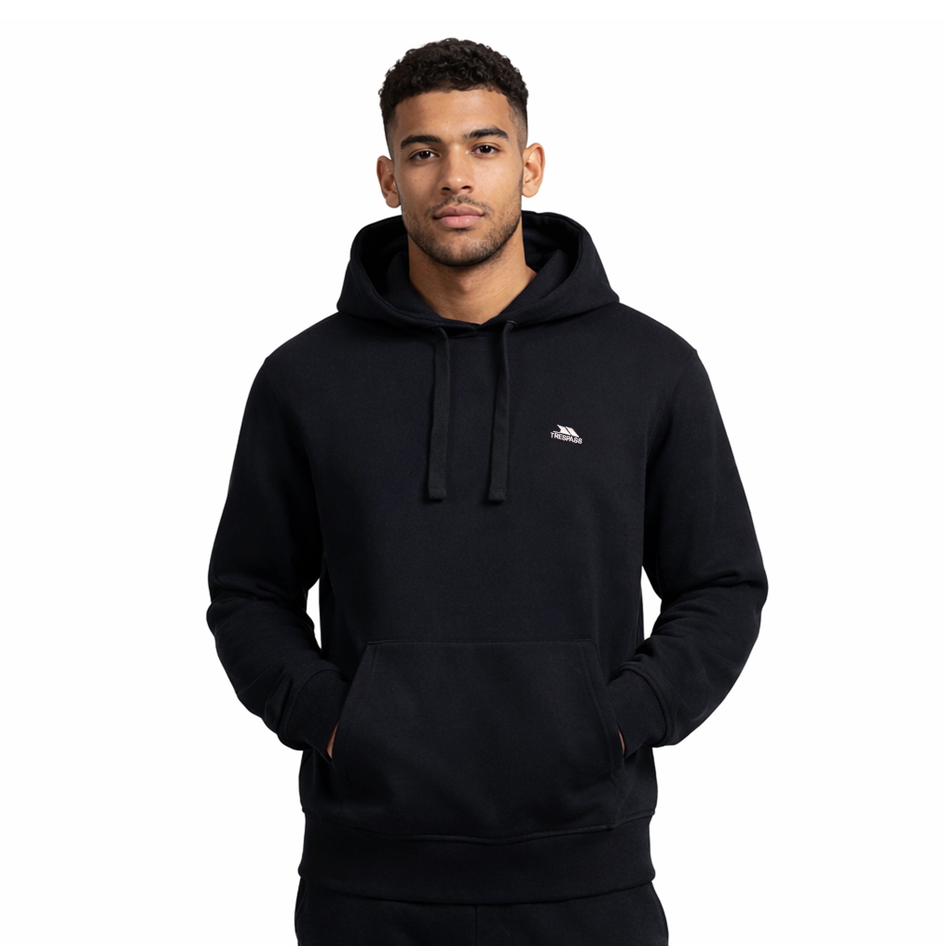 Navy - Side - Trespass Mens Truman Logo Hoodie