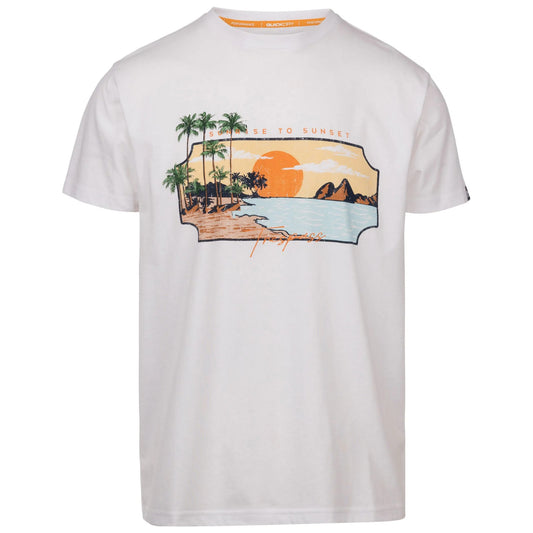 White - Front - Trespass Mens Pendla Printed T-Shirt