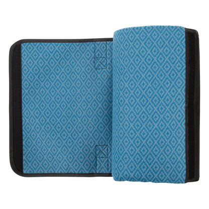 Rich Teal - Back - Trespass Throw Waterproof Checked Foldable Blanket