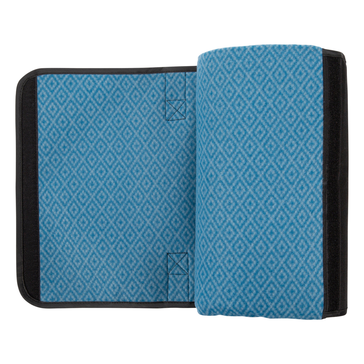 Rich Teal - Back - Trespass Throw Waterproof Checked Foldable Blanket