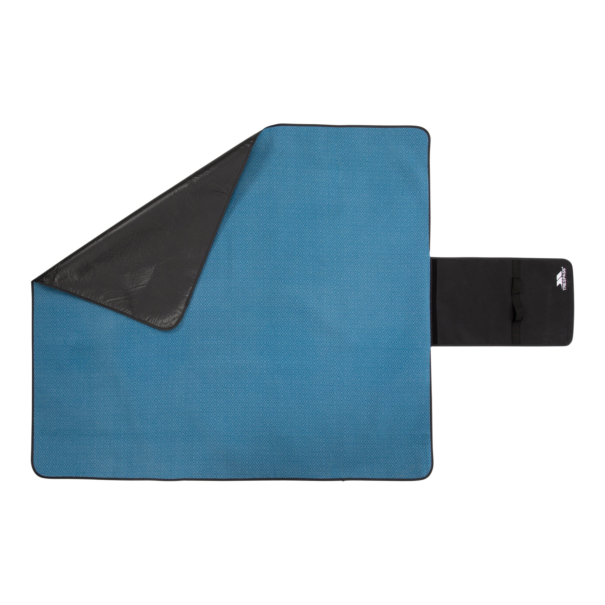 Rich Teal - Side - Trespass Throw Waterproof Checked Foldable Blanket