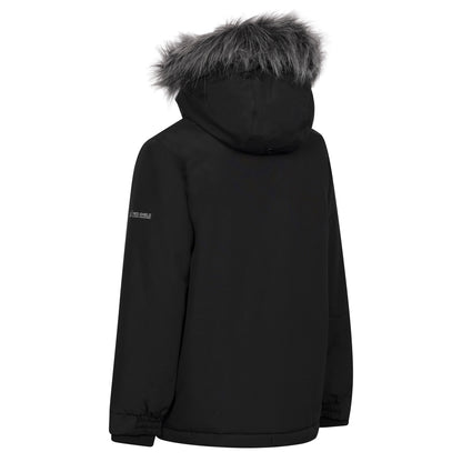 Black - Back - Trespass Boys Braddan Padded Raincoat