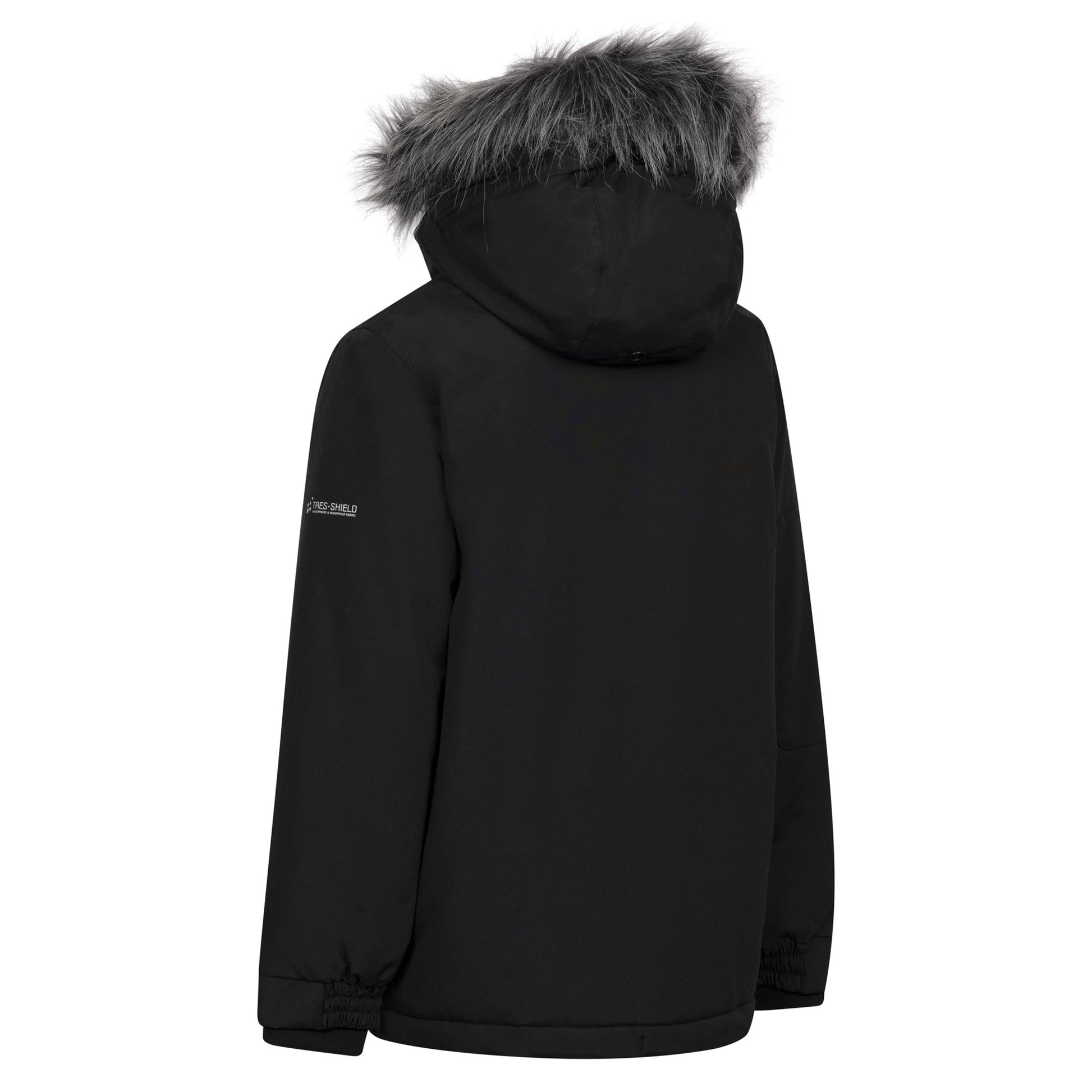 Black - Back - Trespass Boys Braddan Padded Raincoat