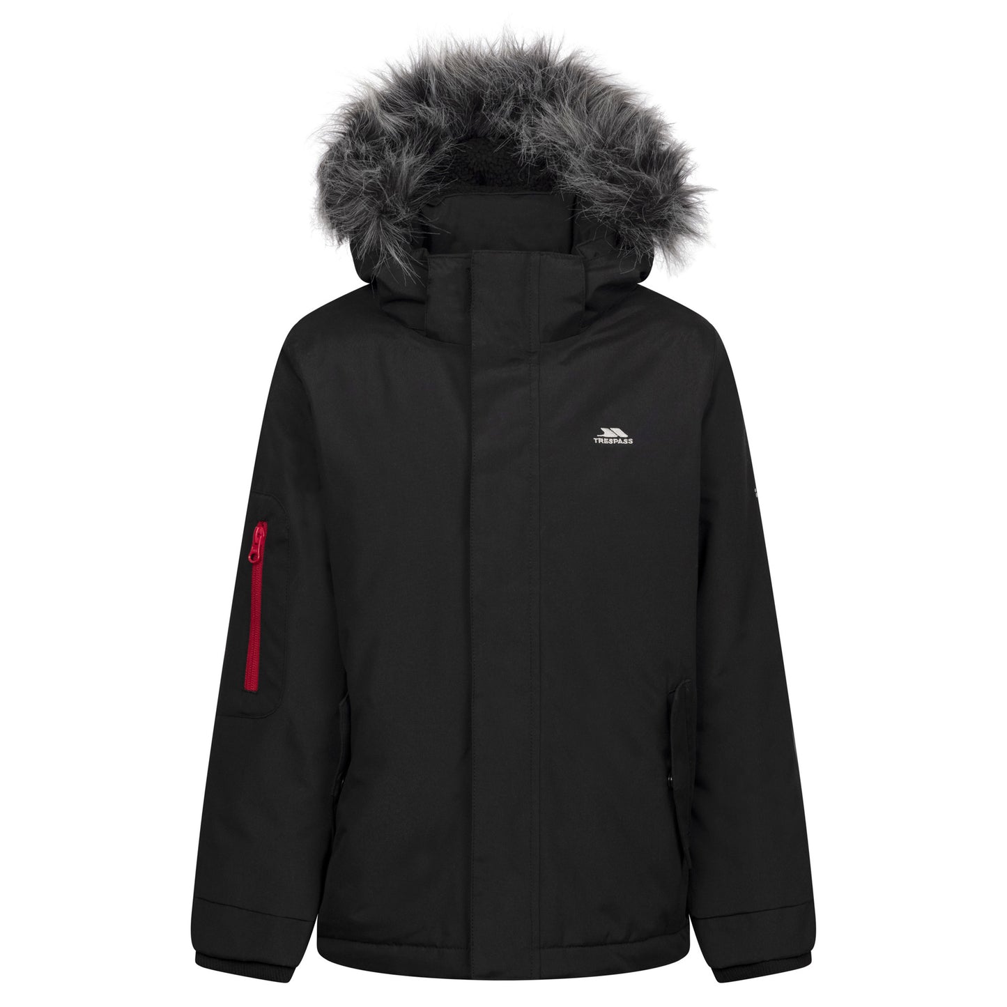 Black - Front - Trespass Boys Braddan Padded Raincoat