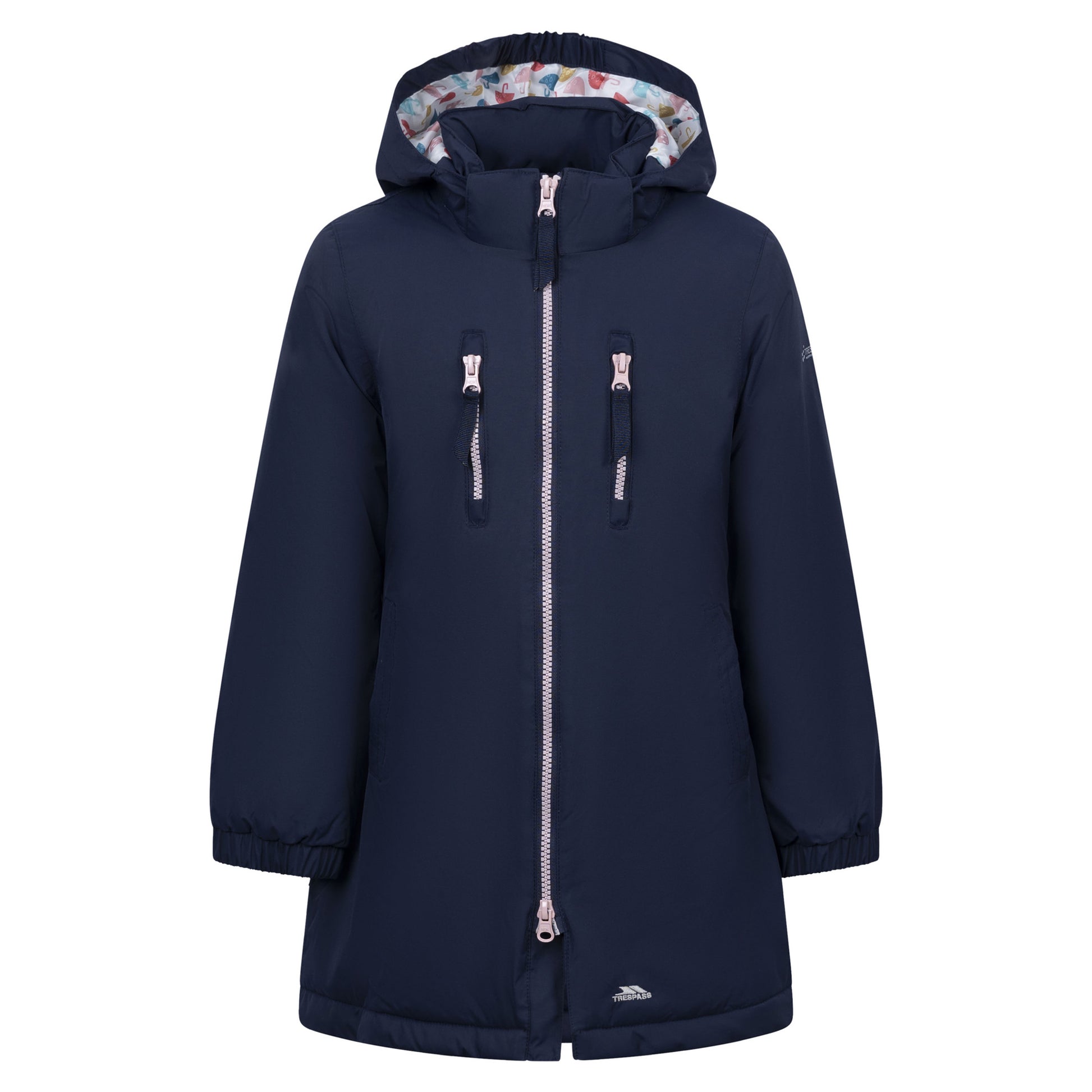 Navy - Front - Trespass Girls Marybank Raincoat
