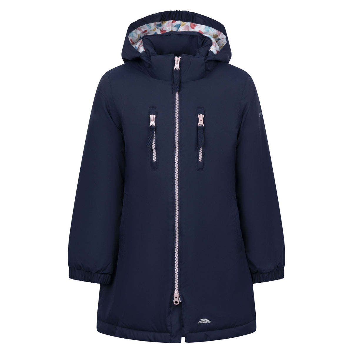 Navy - Front - Trespass Girls Marybank Raincoat