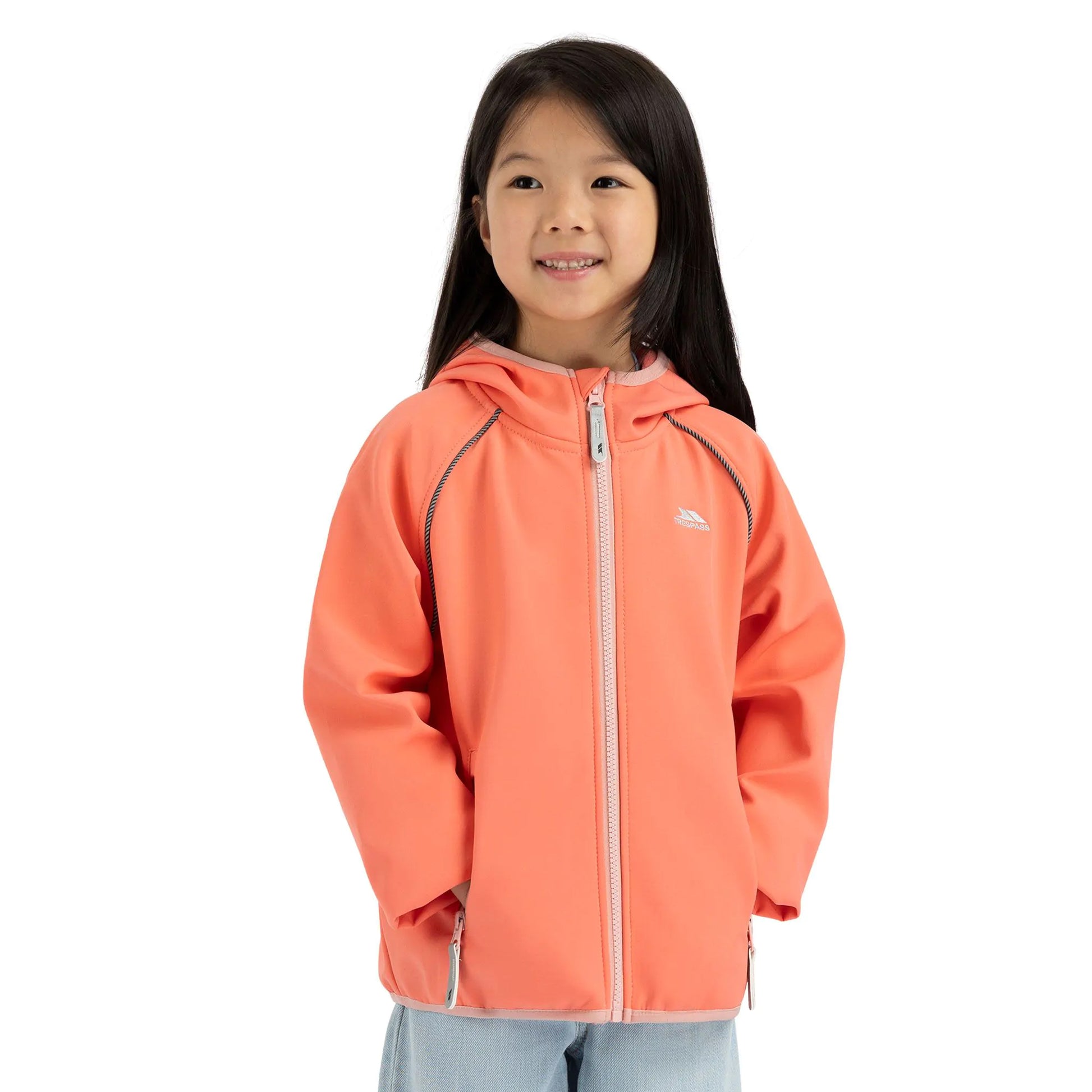 Soft Orange - Side - Trespass Childrens-Kids Belmoon Soft Shell Jacket