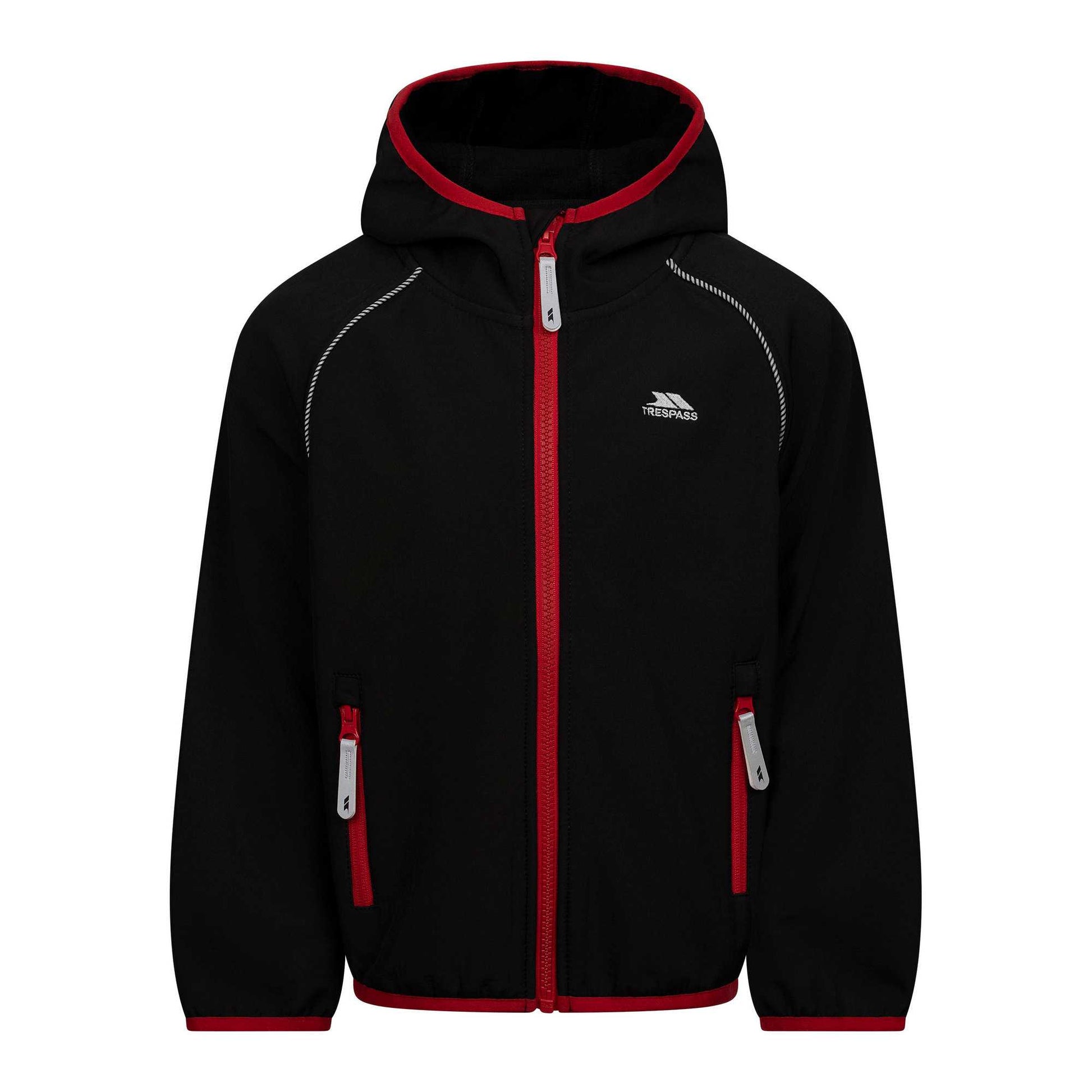 Black - Front - Trespass Childrens-Kids Belmoon Soft Shell Jacket