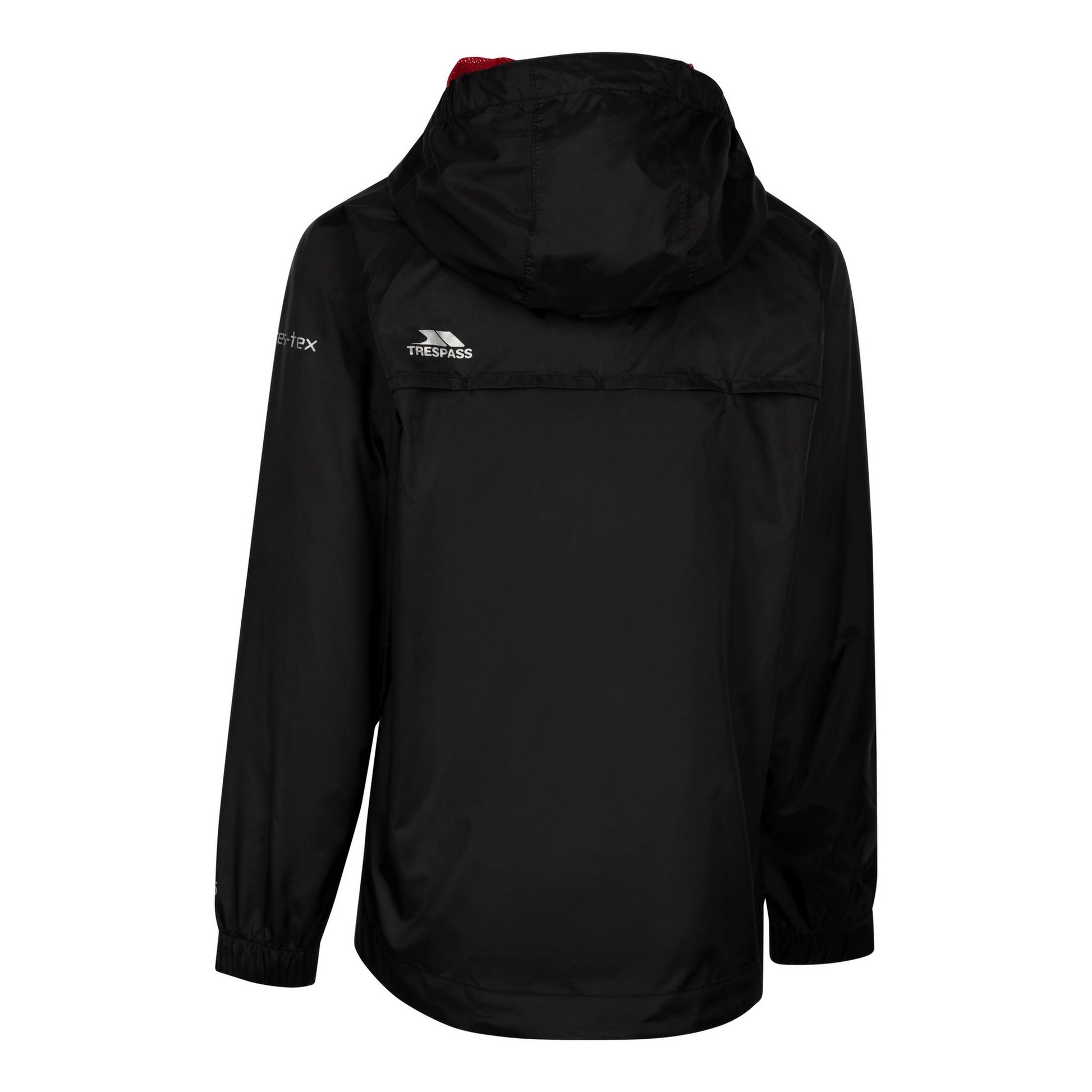 Black-Red - Back - Trespass Childrens-Kids Qikpac Packaway Jacket