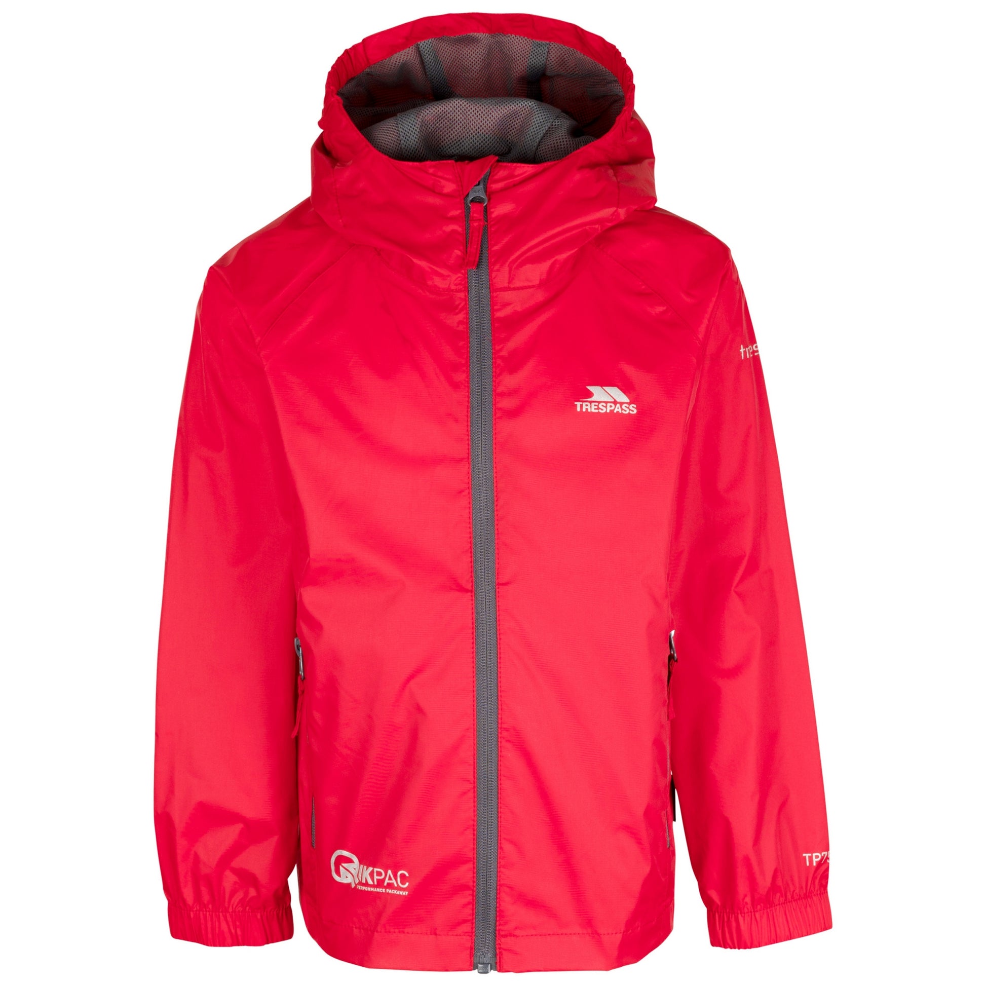 Red - Front - Trespass Childrens-Kids Qikpac Packaway Jacket