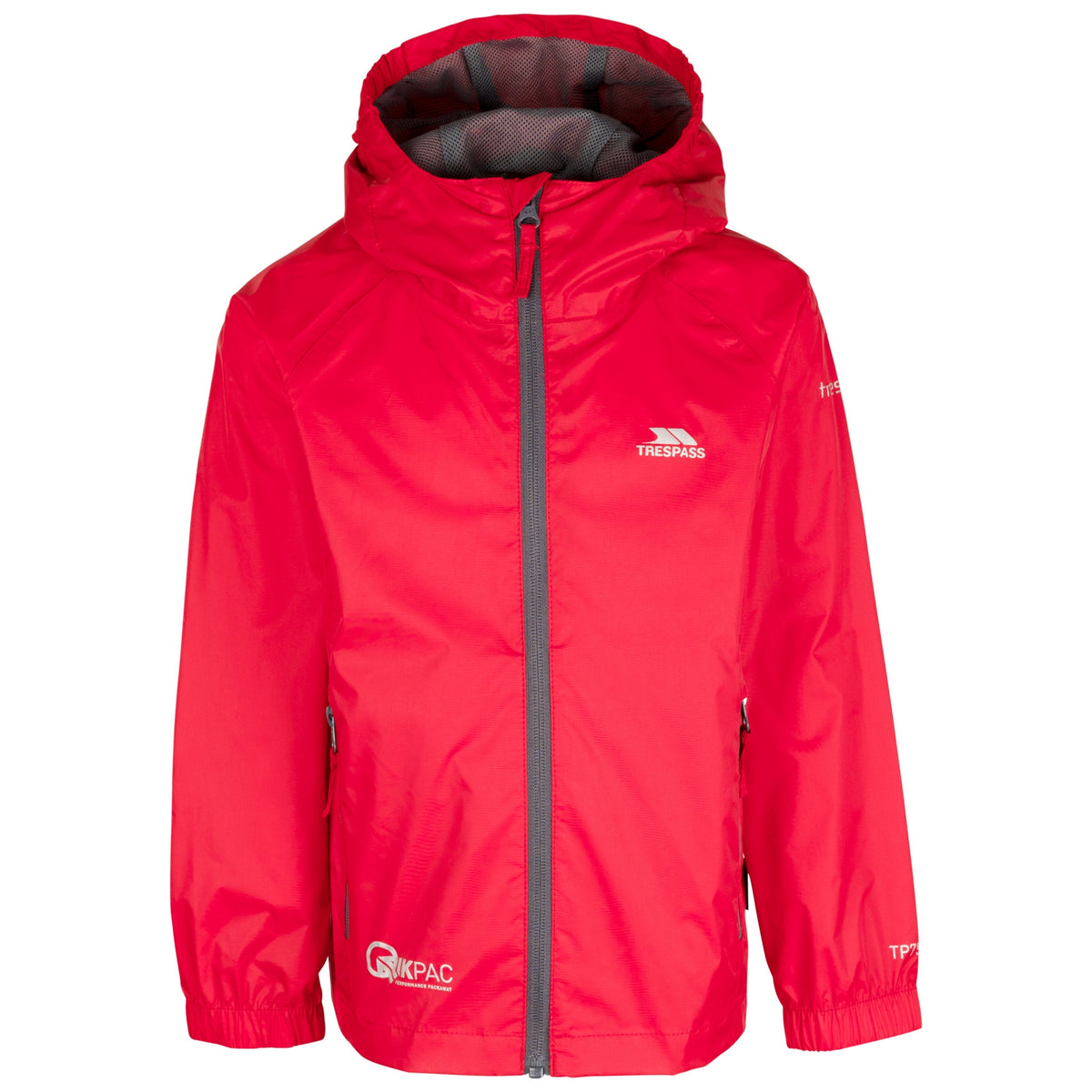 Red - Front - Trespass Childrens-Kids Qikpac Packaway Jacket
