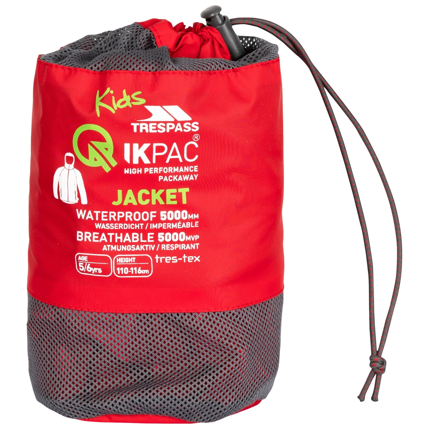 Red - Pack Shot - Trespass Childrens-Kids Qikpac Packaway Jacket