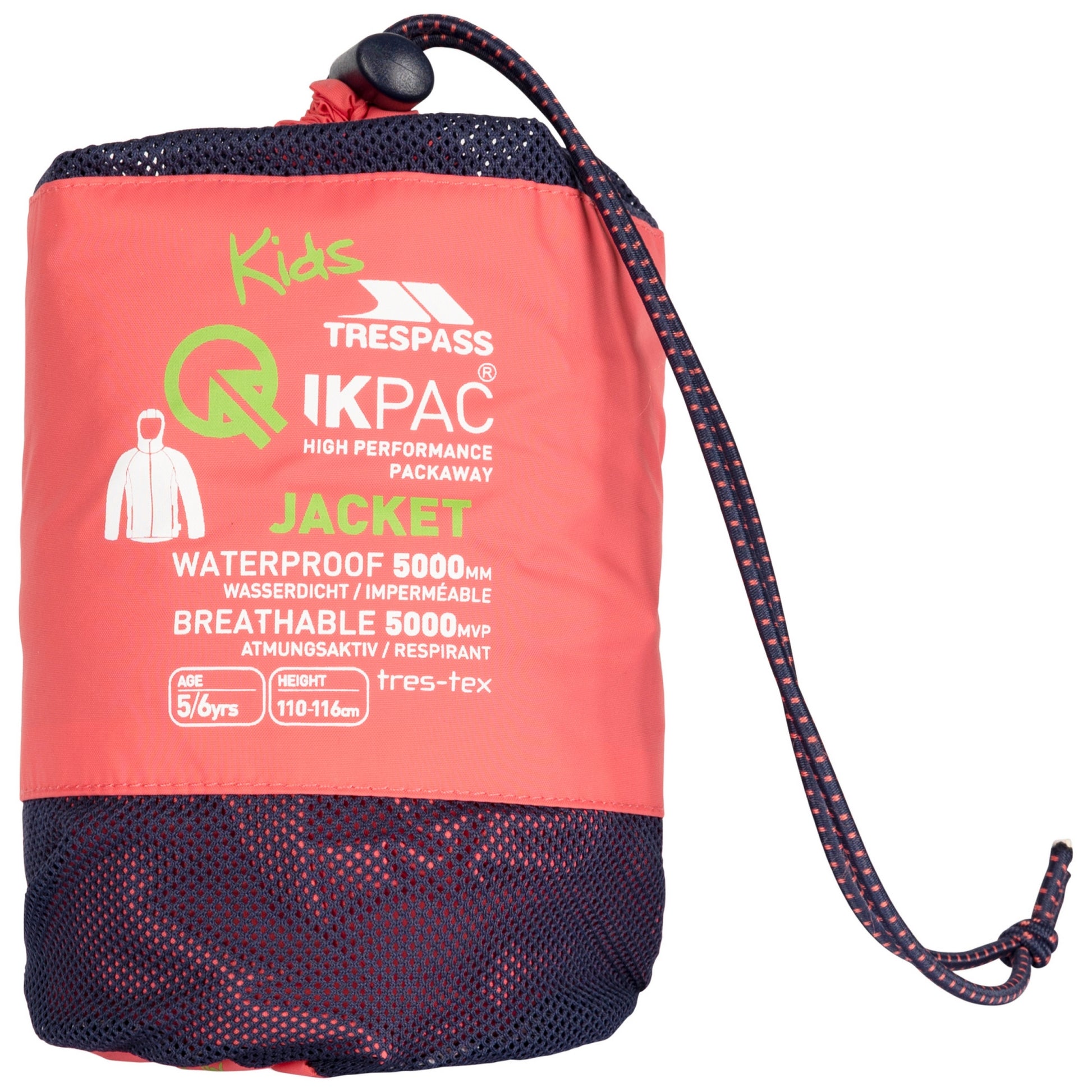Peach Blush - Pack Shot - Trespass Childrens-Kids Qikpac Packaway Jacket