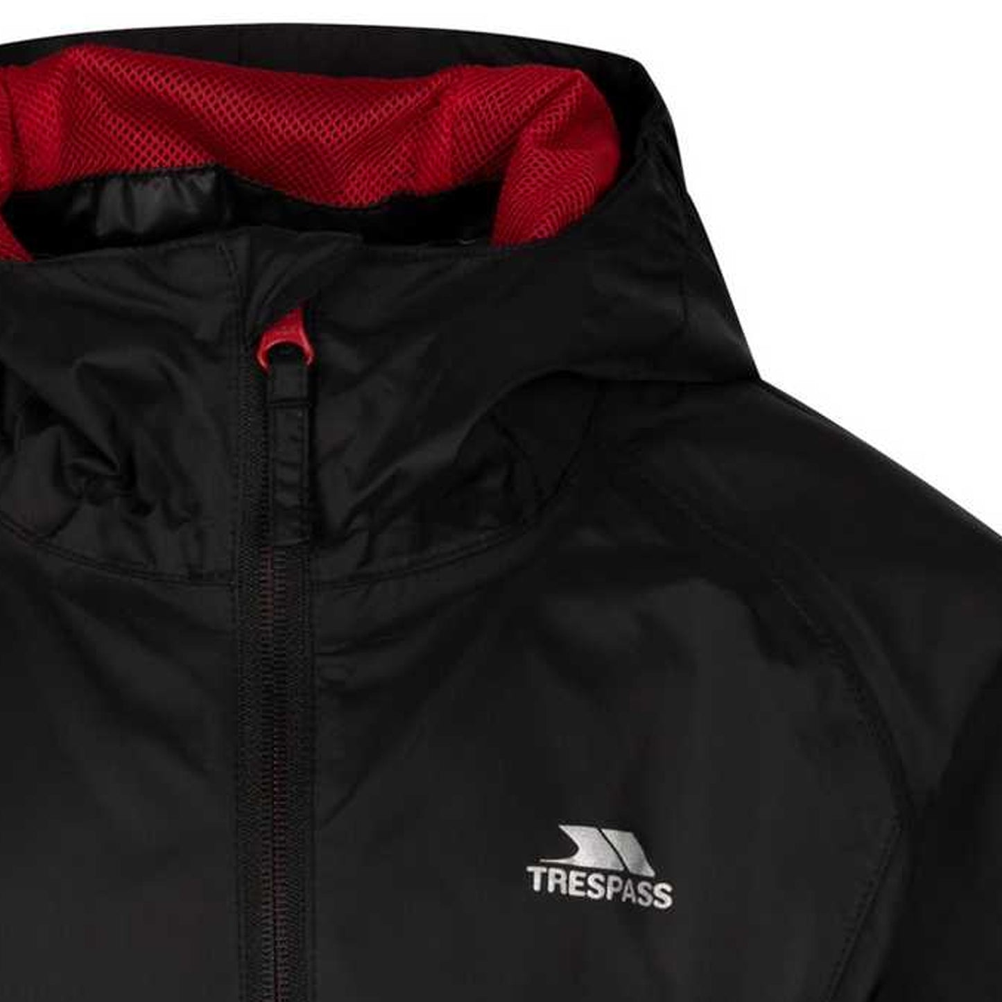 Black-Red - Side - Trespass Childrens-Kids Qikpac Packaway Jacket